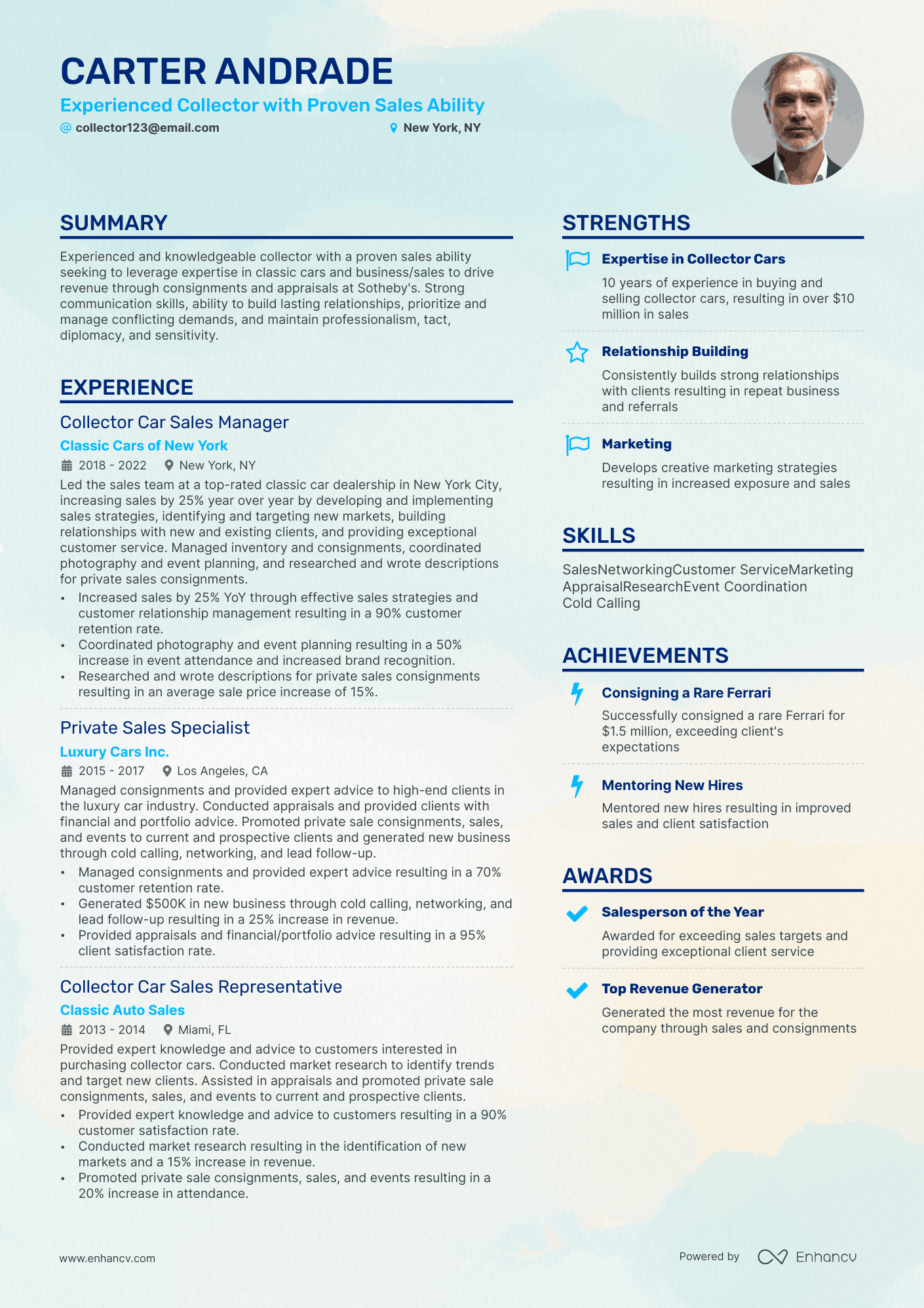Collector resume example