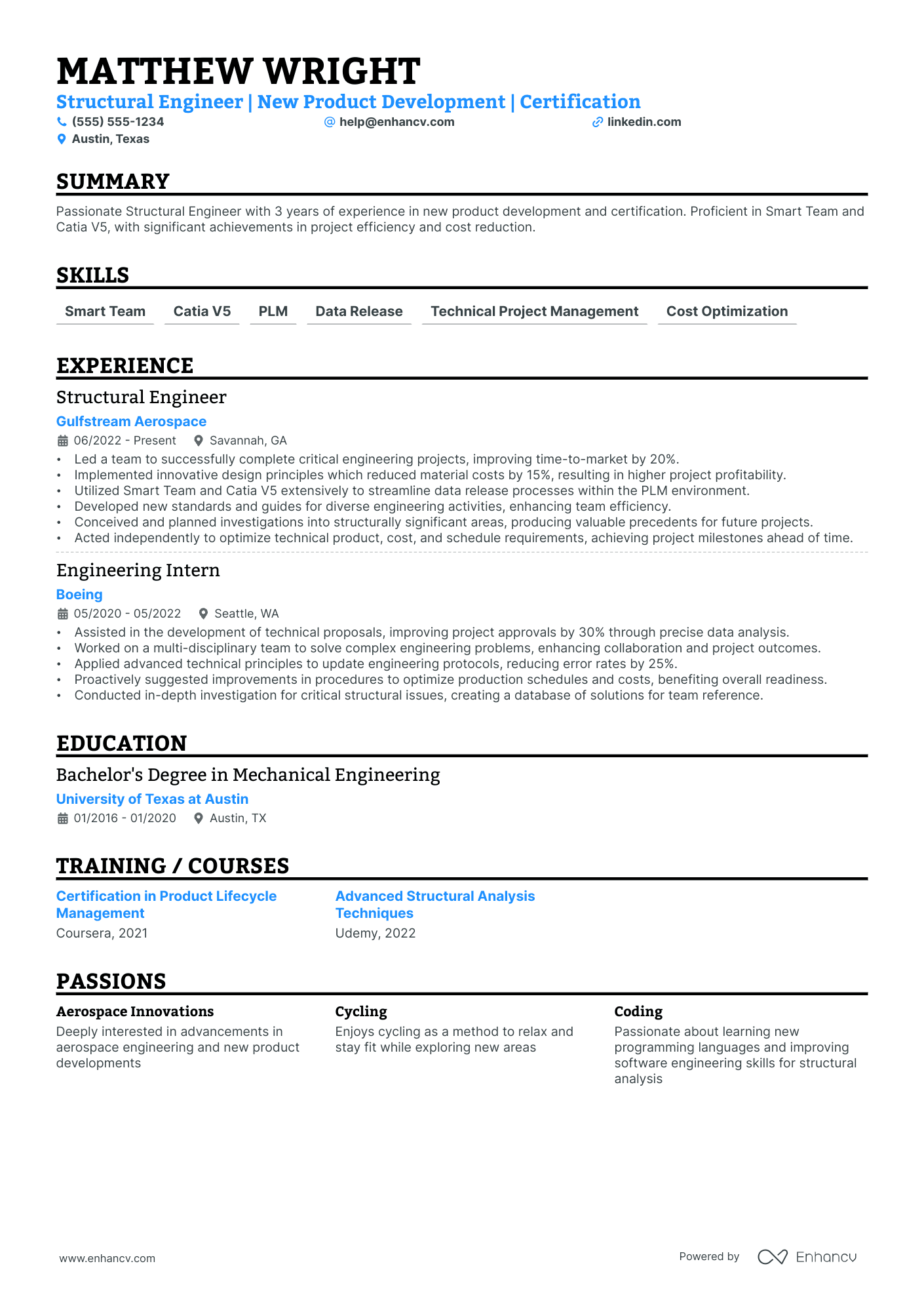 Structural Engineer resume example