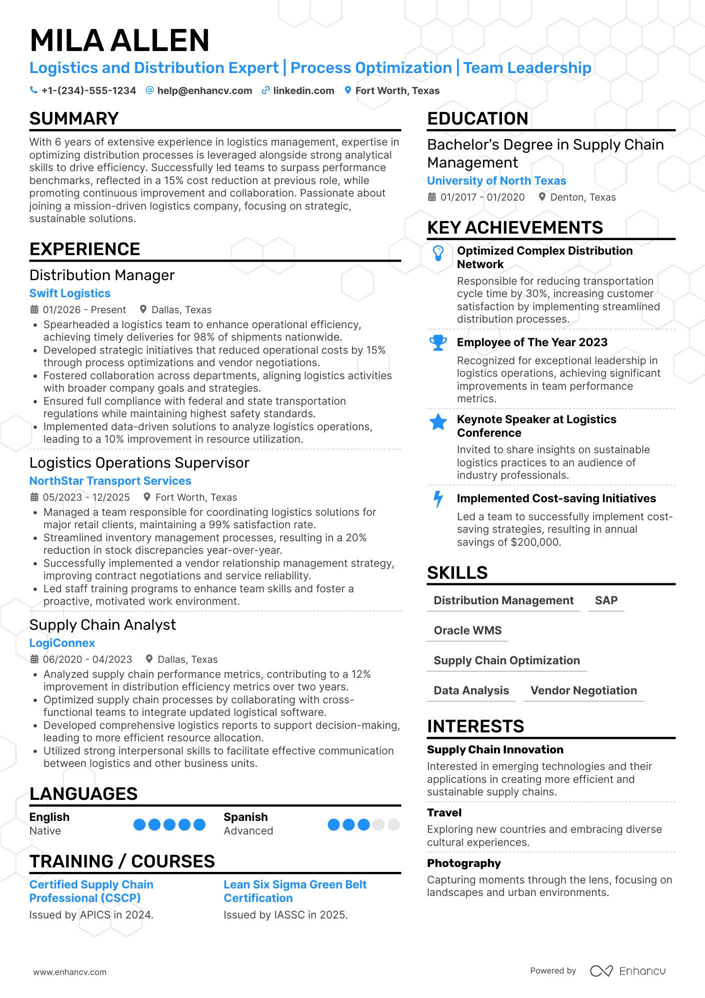 Distribution Manager resume example