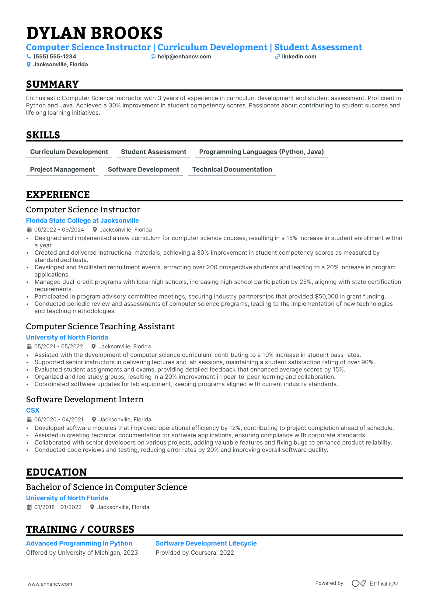 Computer Science Director resume example