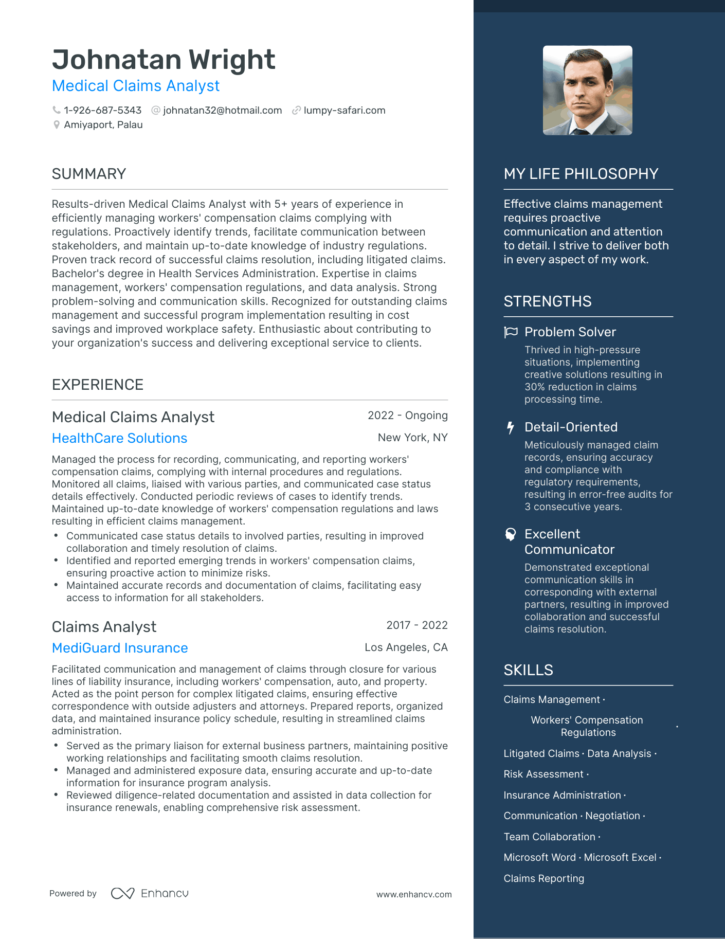 Modern Medical Claims Analyst Resume Example