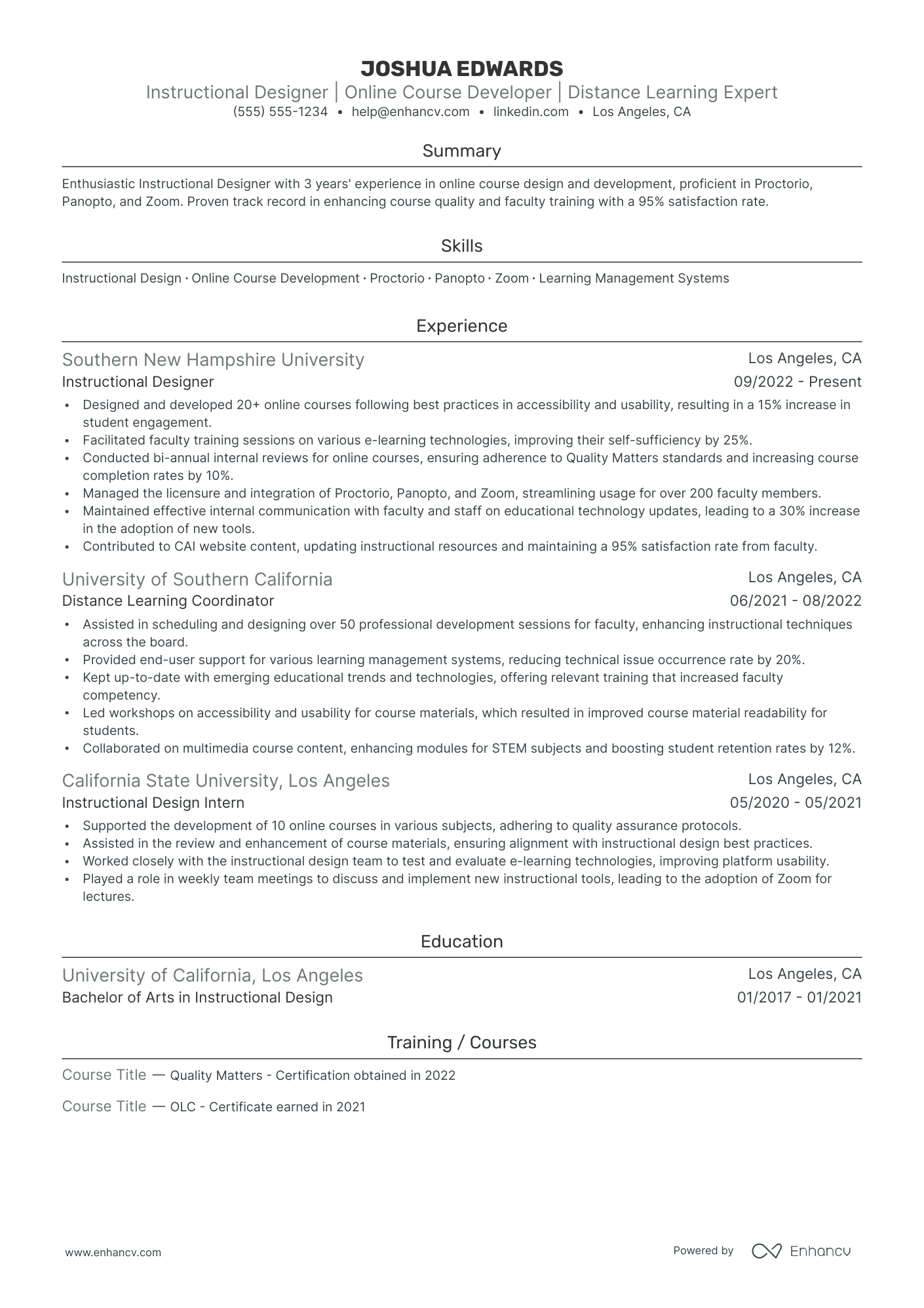 Lead Instructional Designer Resume Example Resume Example