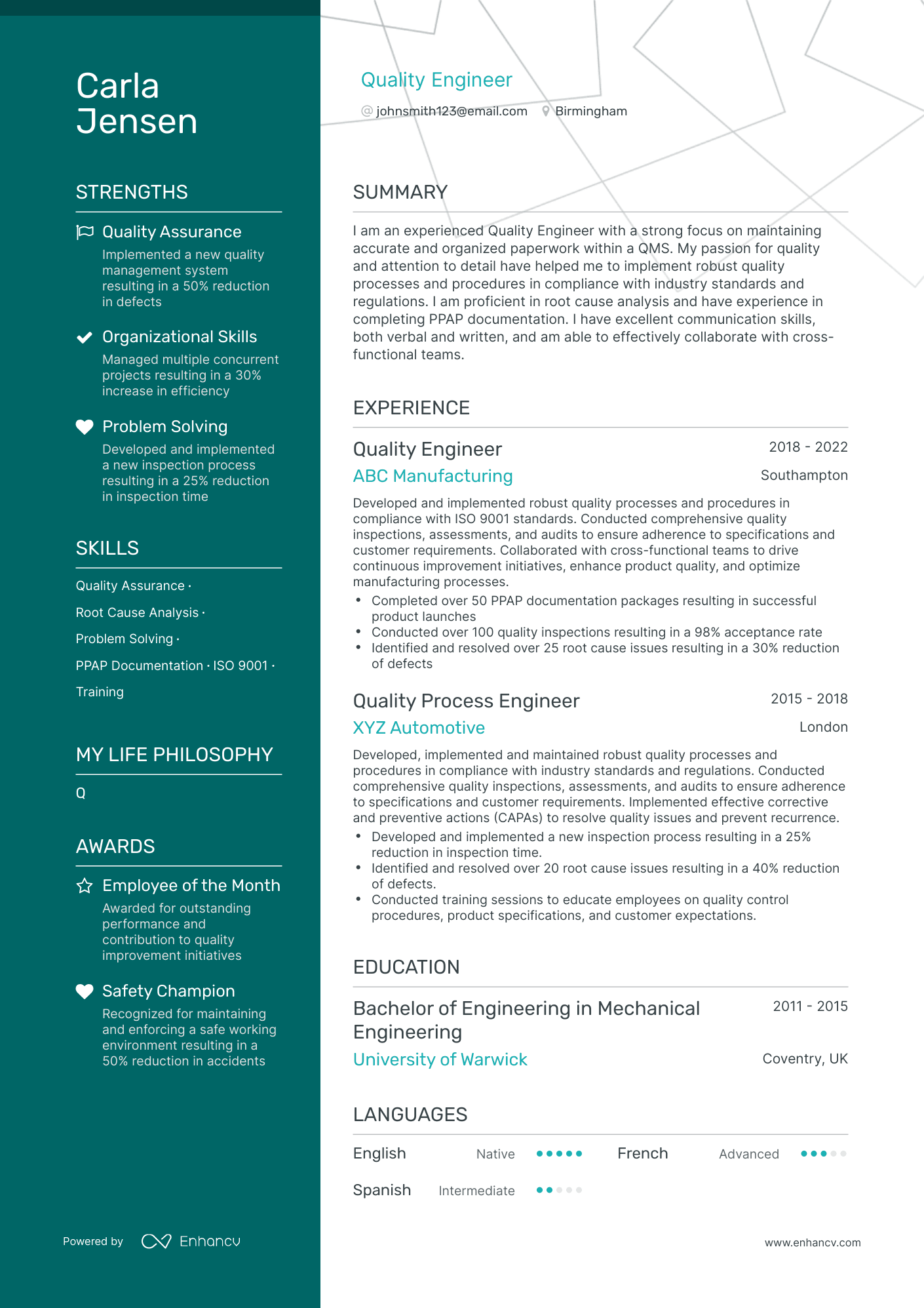 3 Quality Engineer CV Examples for 2023