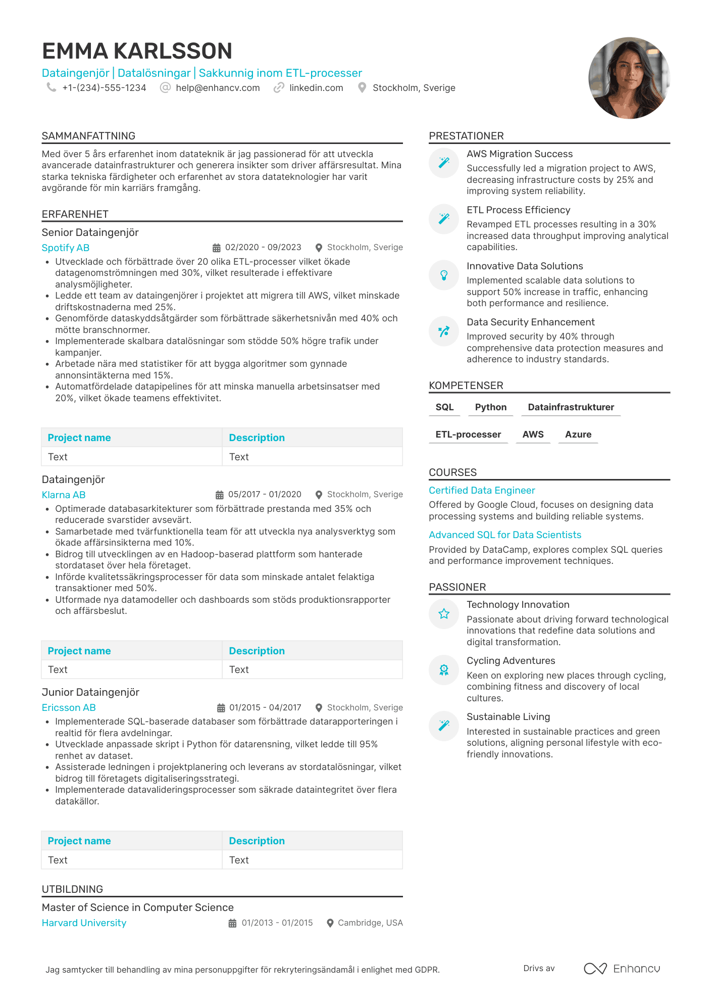 Dataingenjör CV