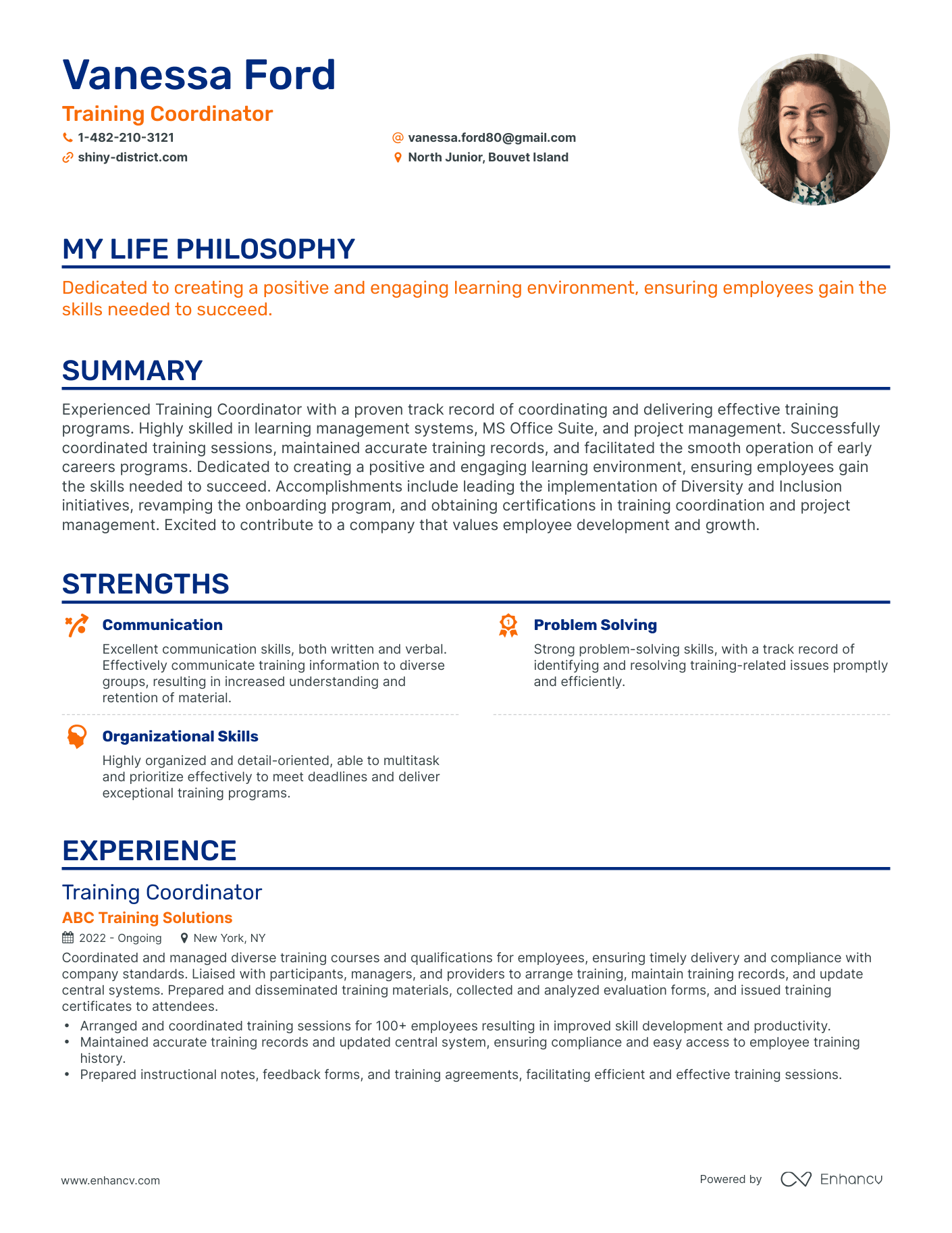 Creative Training Coordinator Resume Example