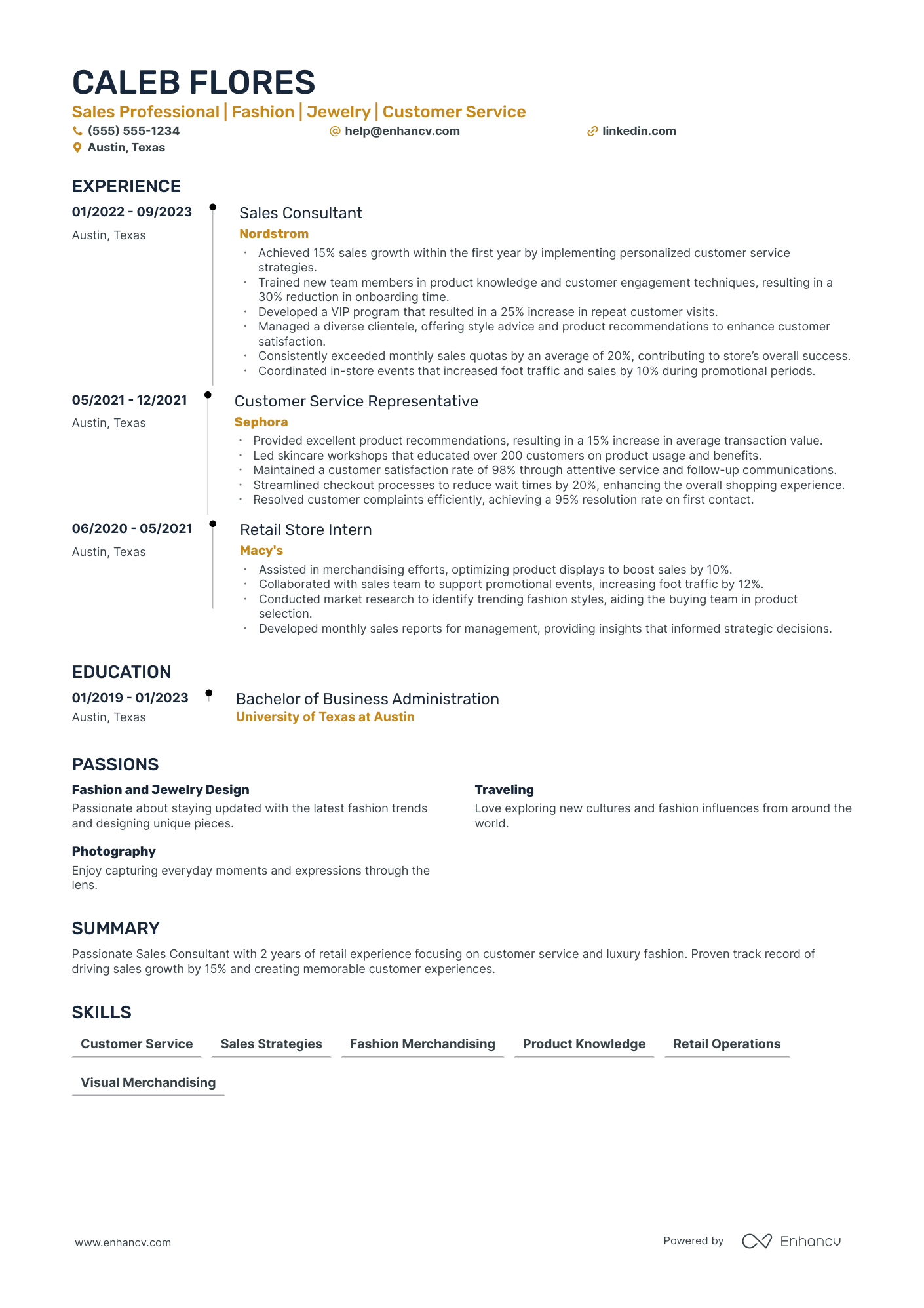 Retail Sales Consultant Resume Example Resume Example