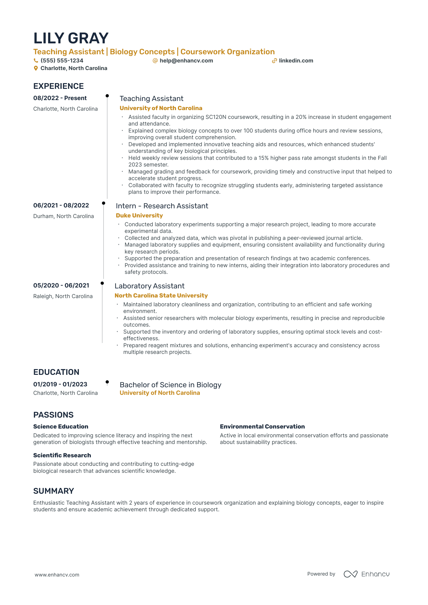 Senior Teacher Assistant resume example