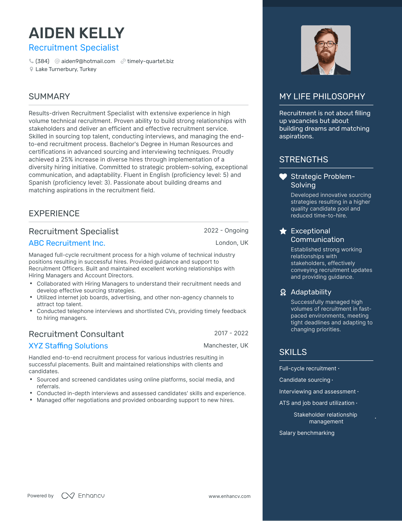 Recruitment Specialist resume example