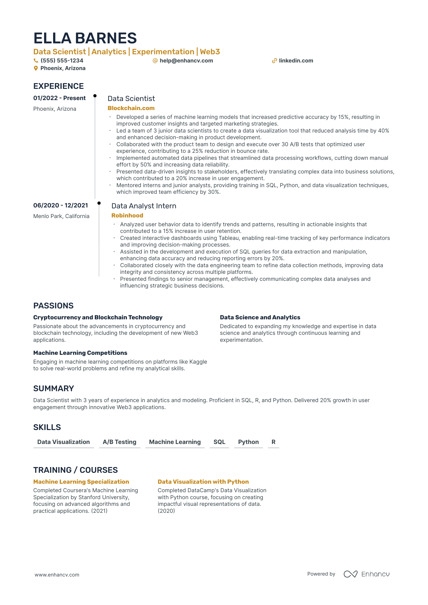 Computer Science resume example