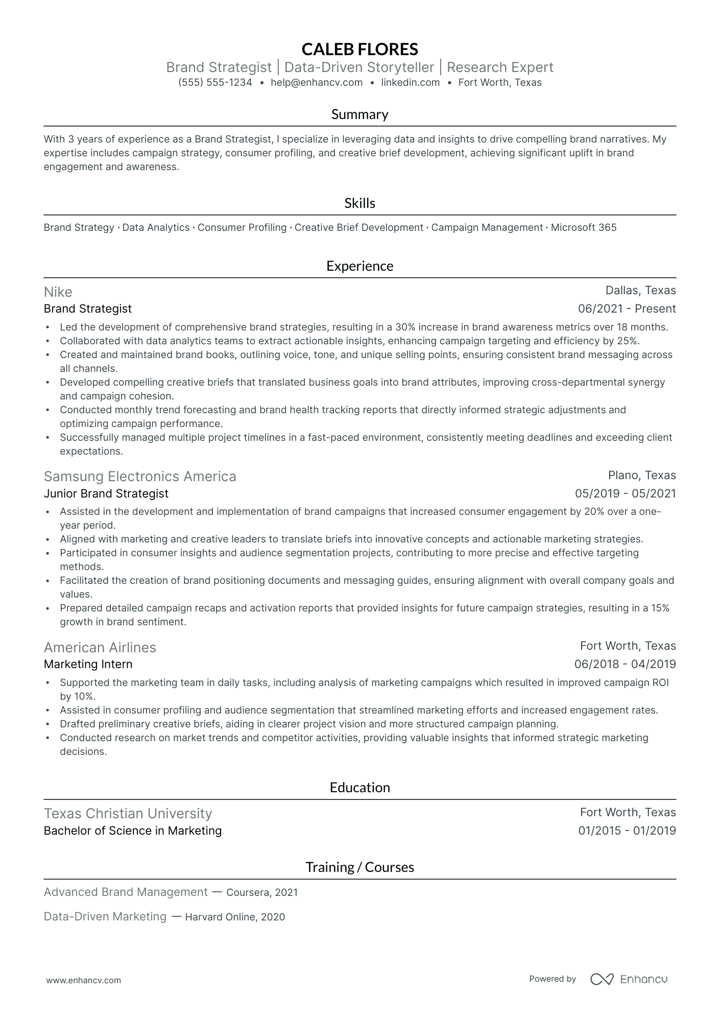 Global Brand Strategist resume example