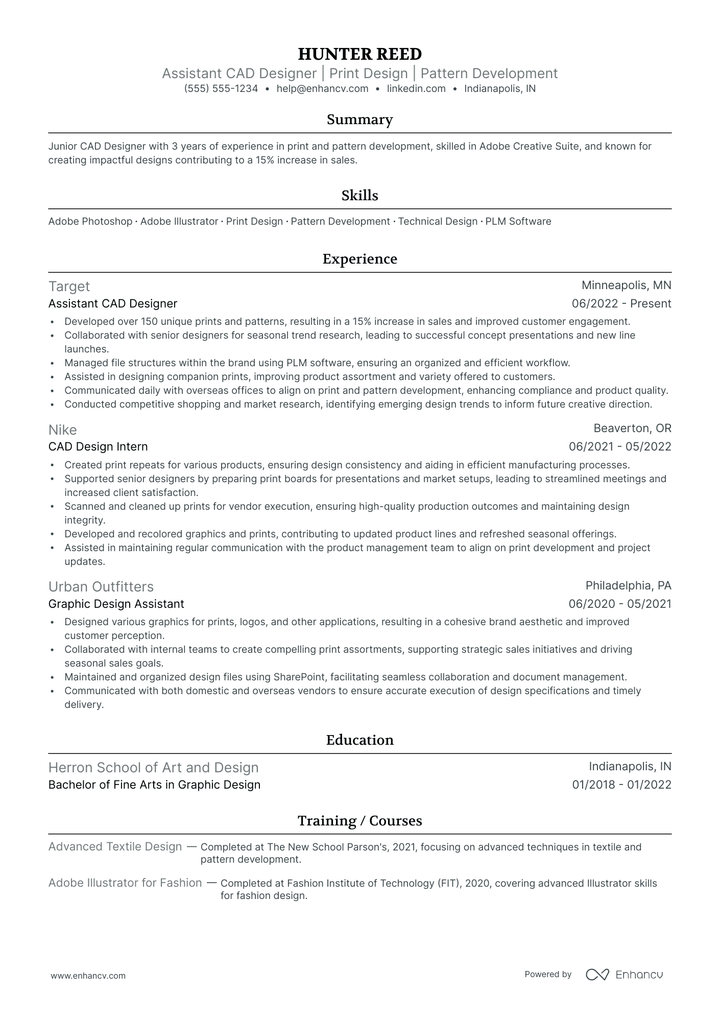 Textile Fashion Designer resume example