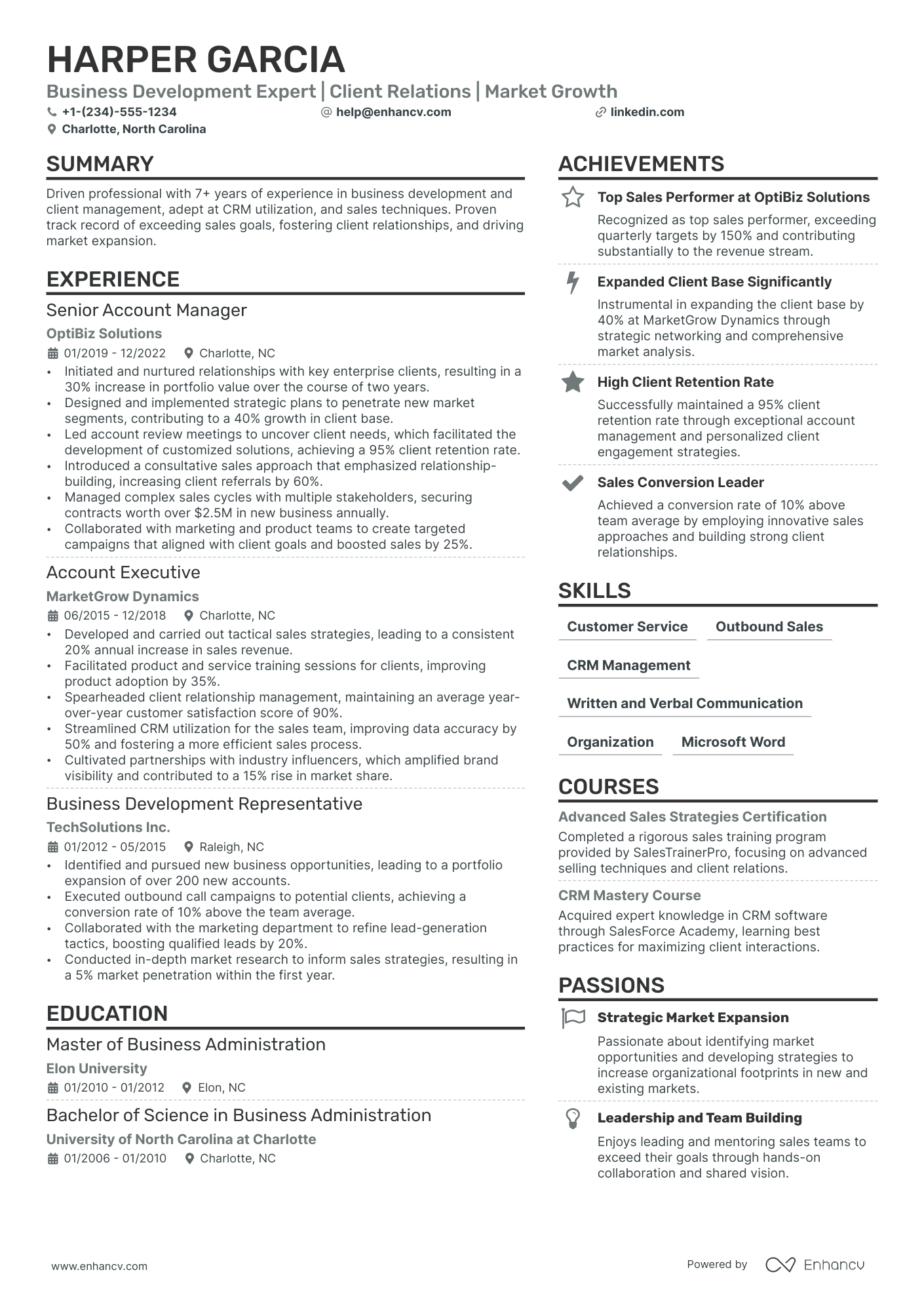 Business Relationship Manager resume example