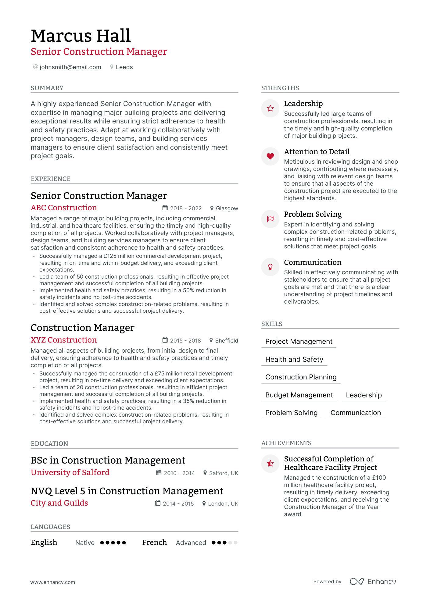 3 Construction CV Examples For 2023