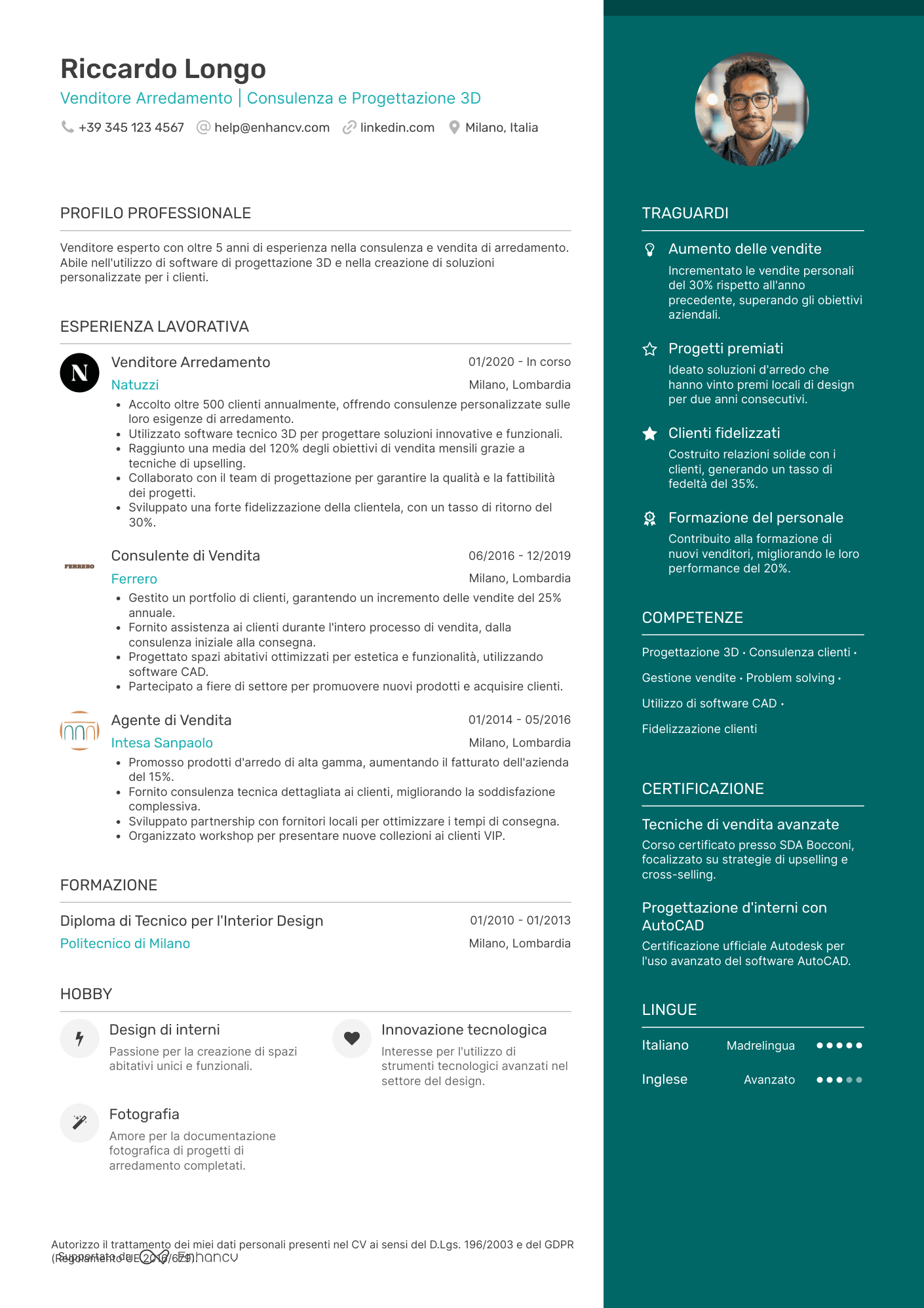 Elegante con loghi — Modelli di CV gratuiti