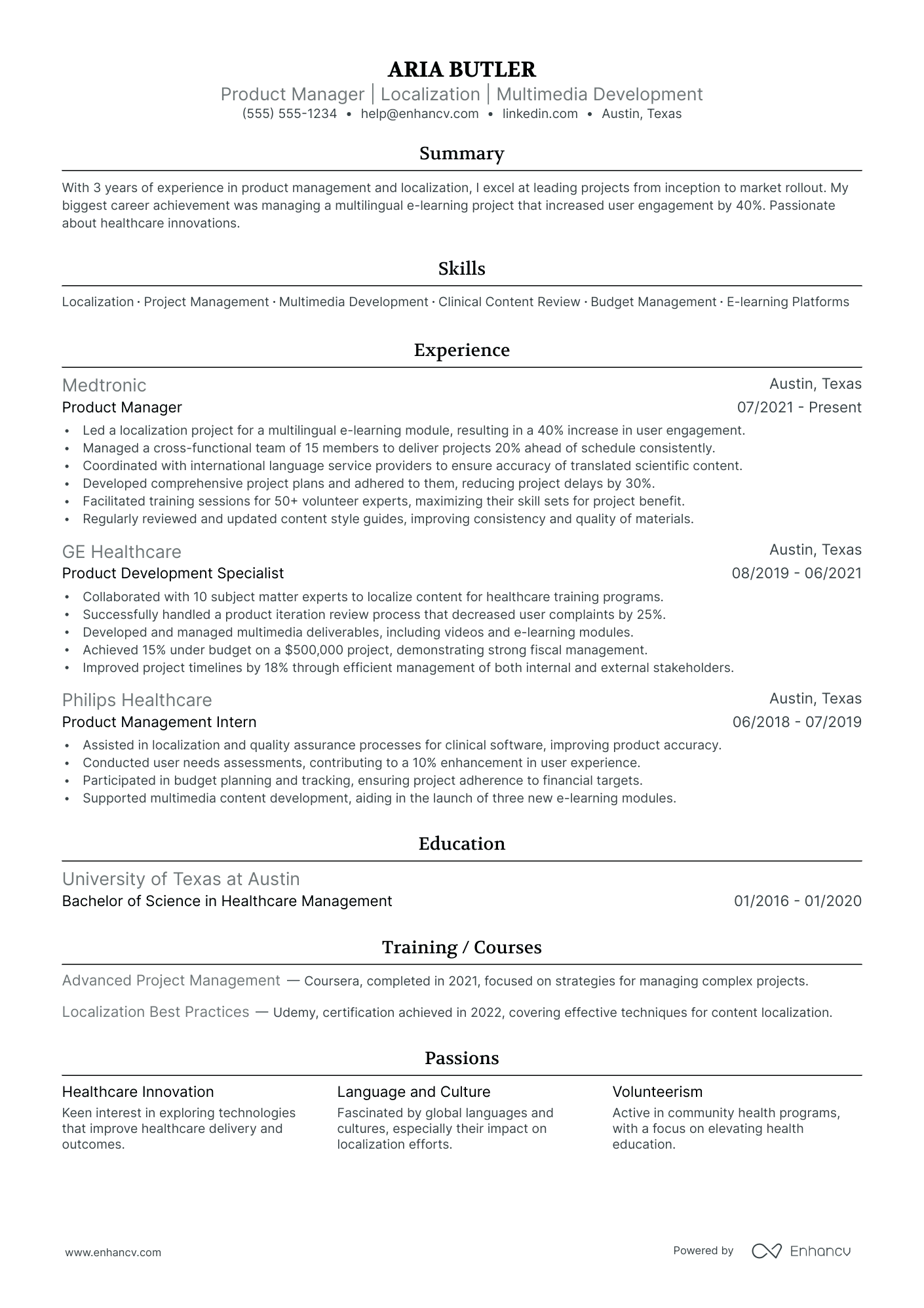 International Event Manager resume example