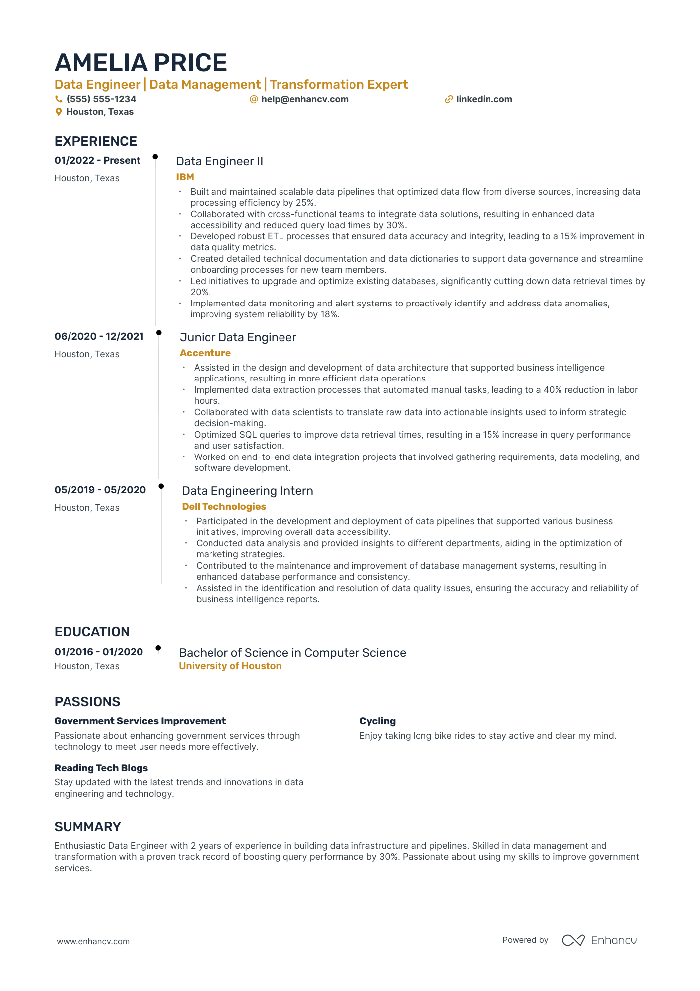 Data Analytics Engineer resume example