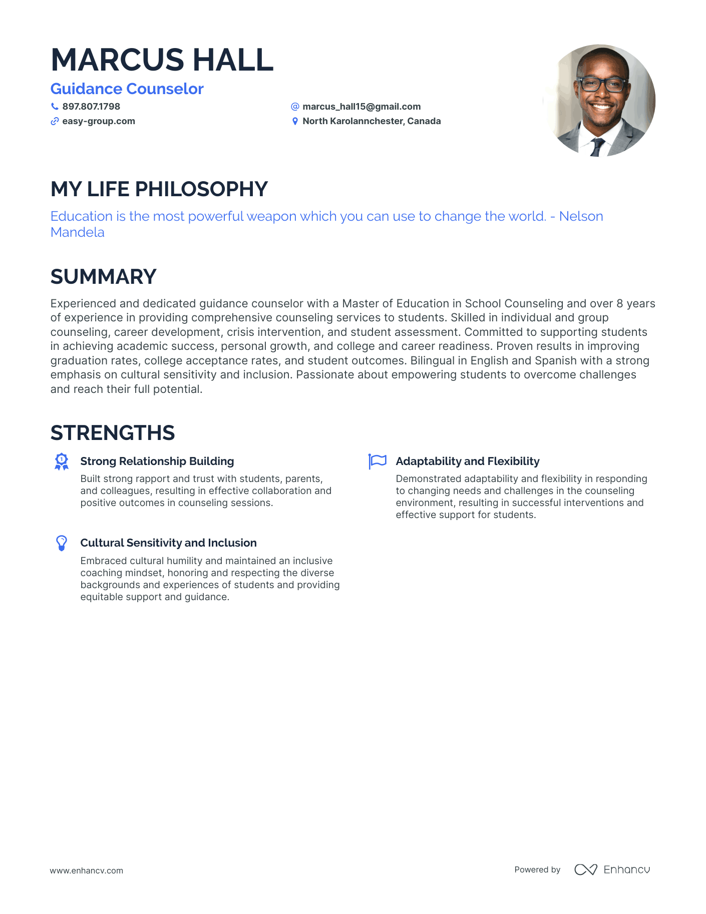 Creative Guidance Counselor Resume Example