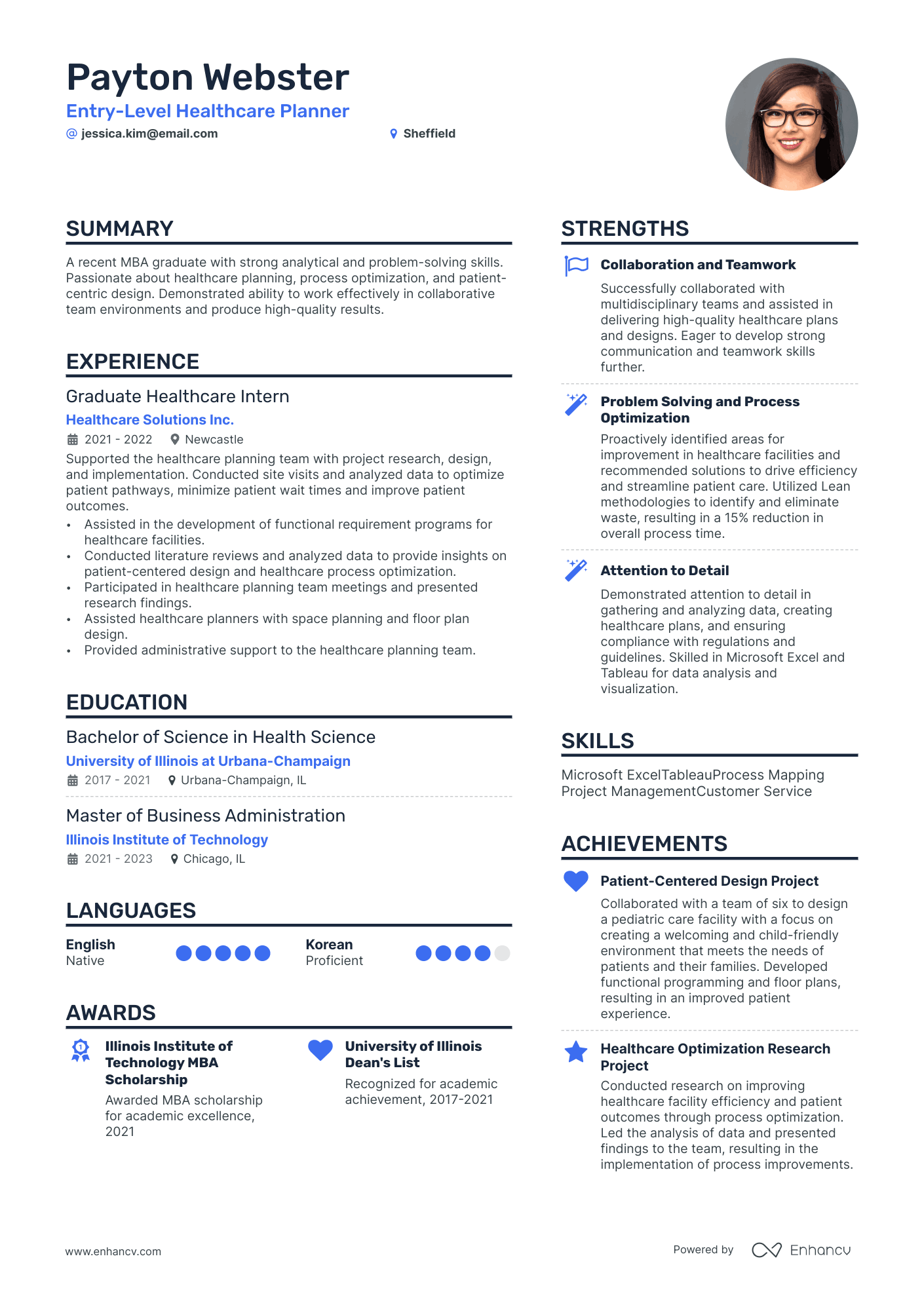 Entry Level Healthcare Planner CV example