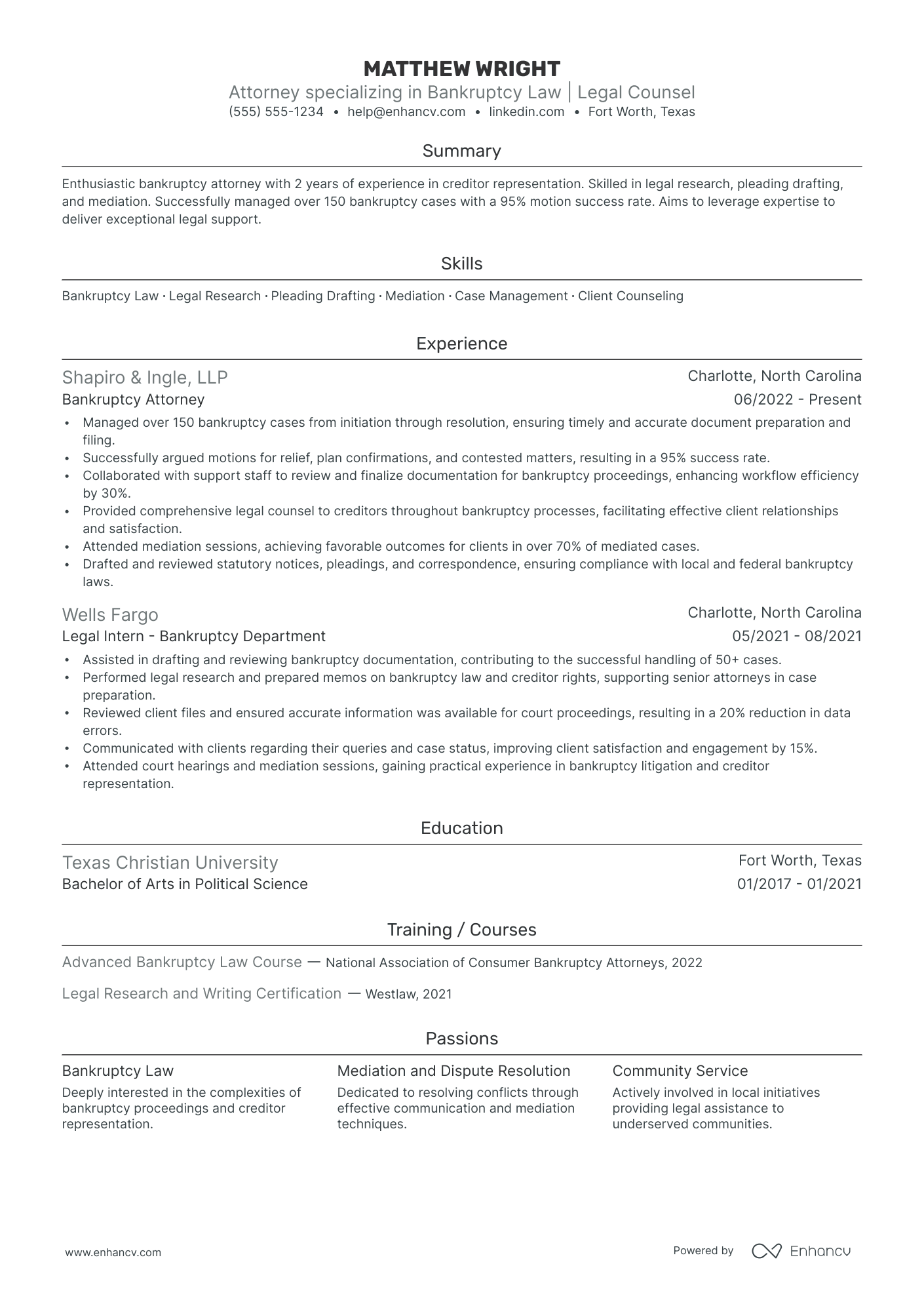 Bankruptcy Lawyer resume example