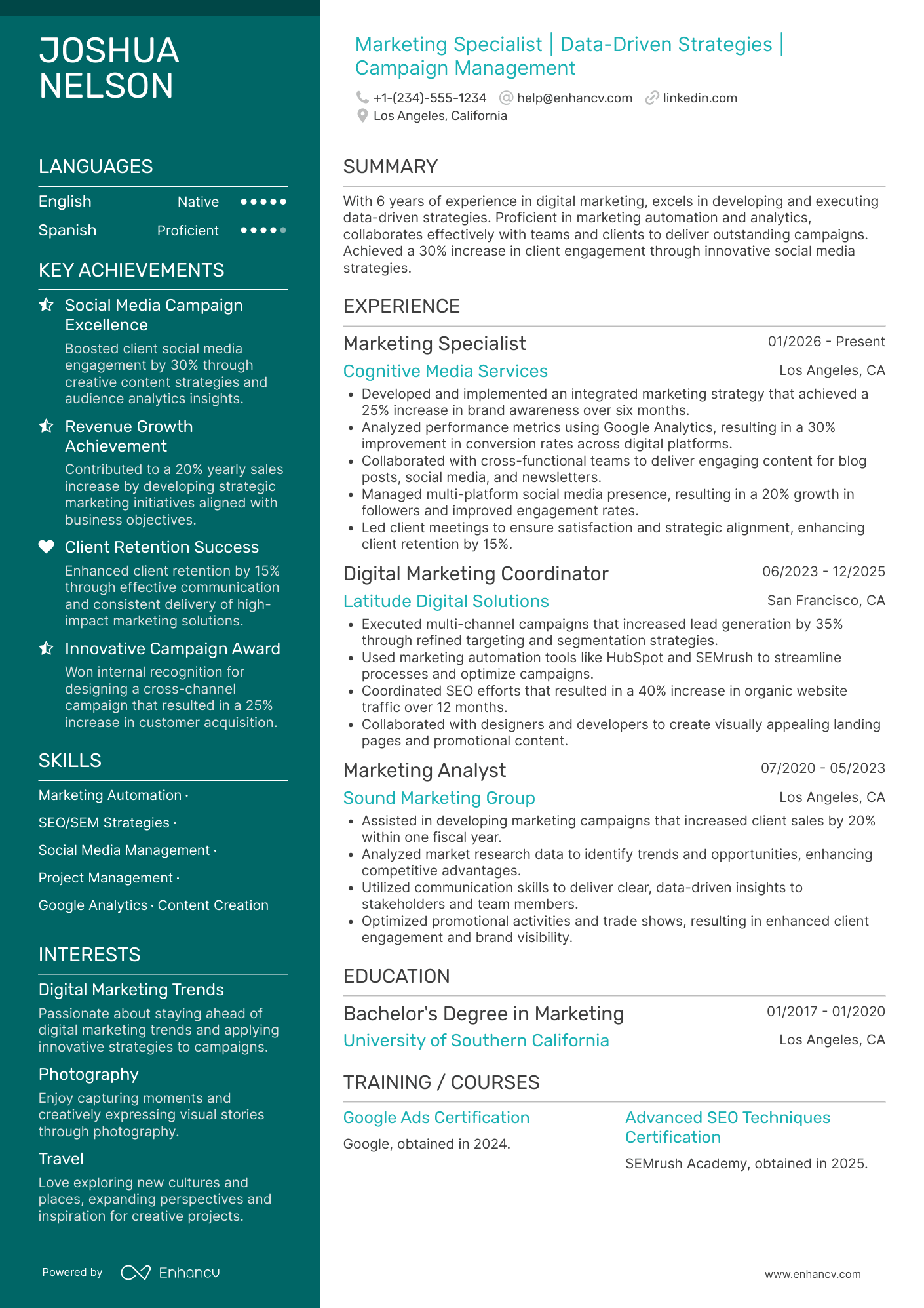 Marketing resume example