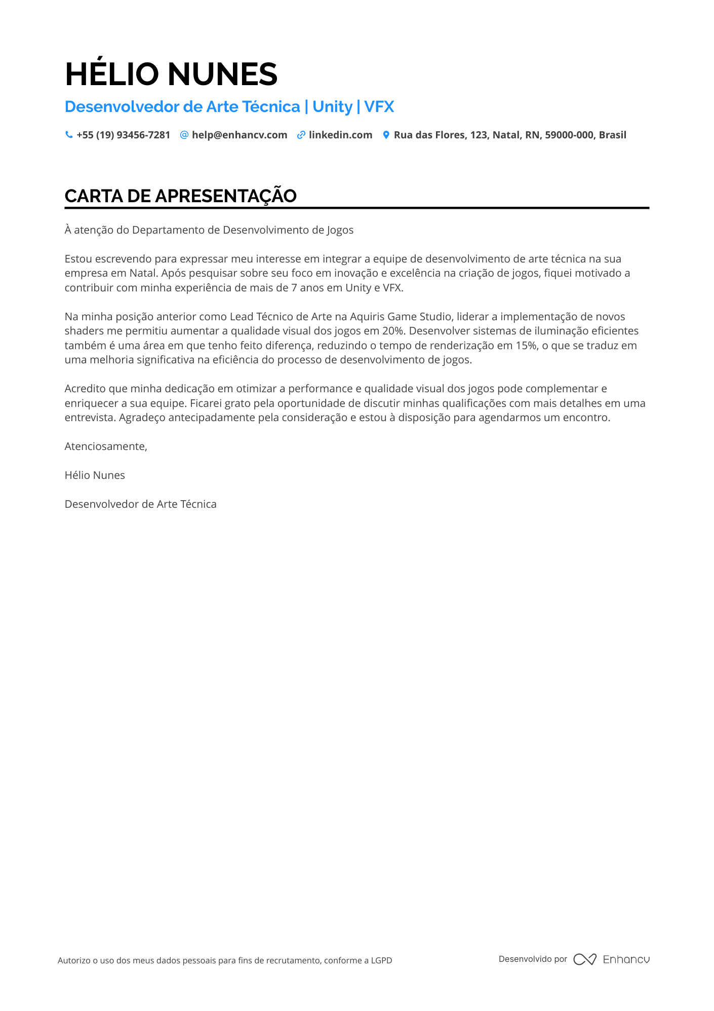 Artista Carta de apresentação