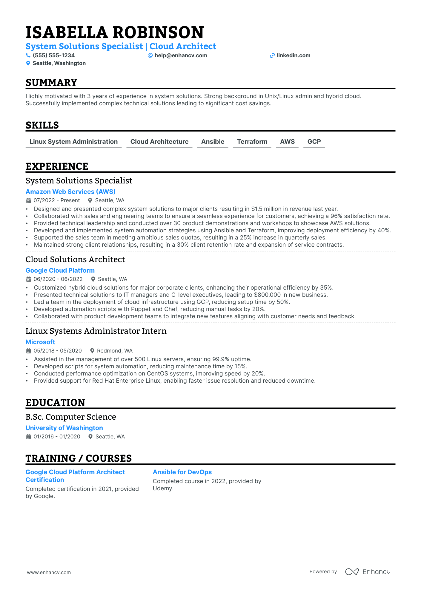 Senior Solutions Architect resume example