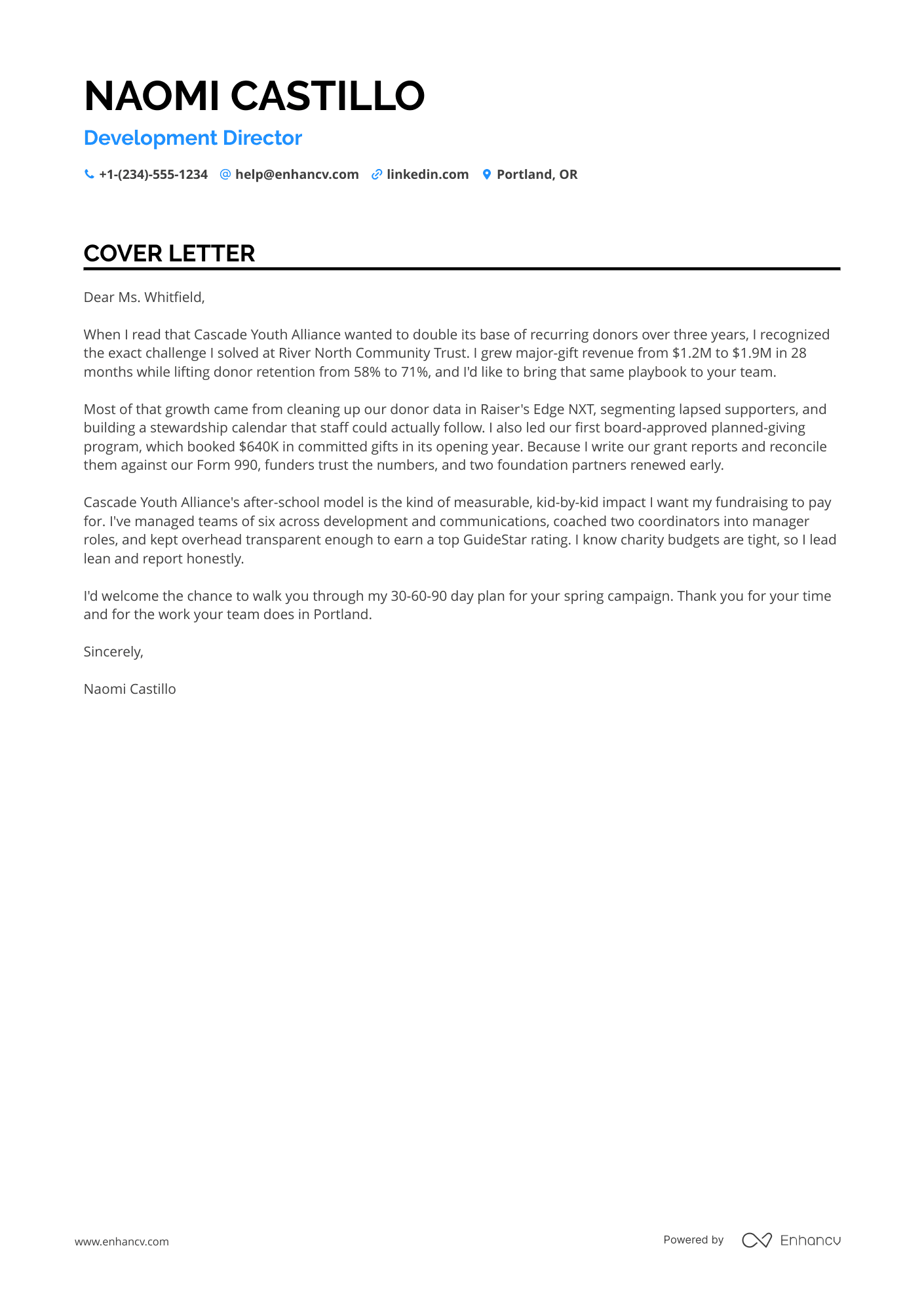 Non Profit cover letter