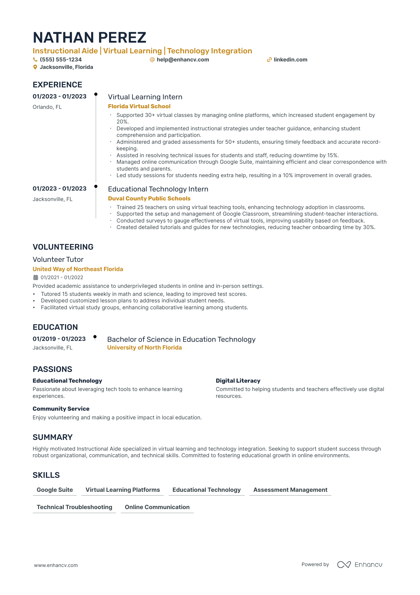 Entry-Level Instructional Aide Resume Example Resume Example