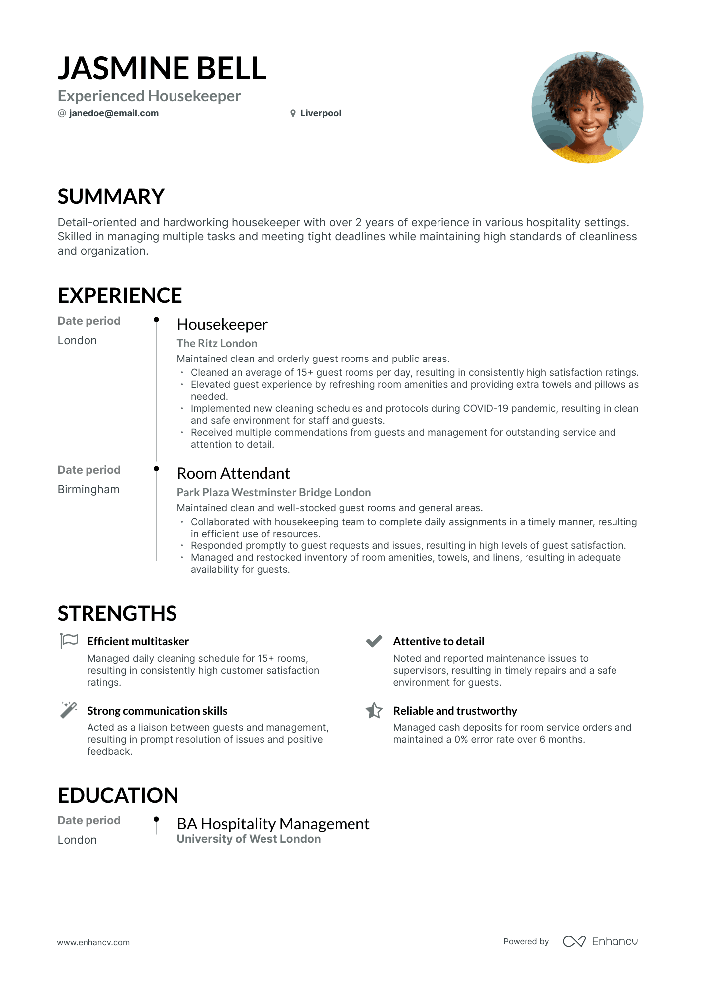 3 Housekeeper CV Examples for 2023