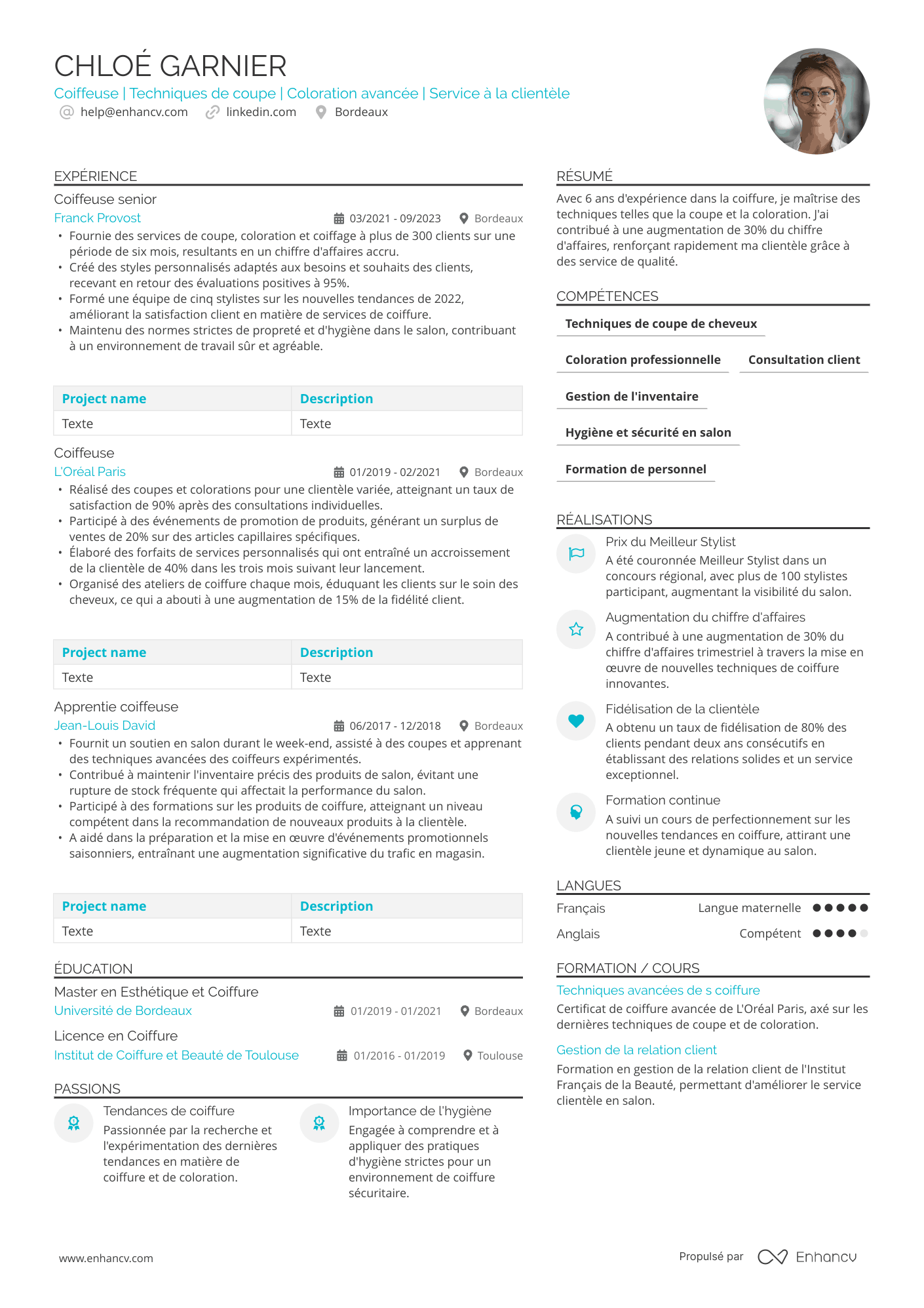 coiffure CV