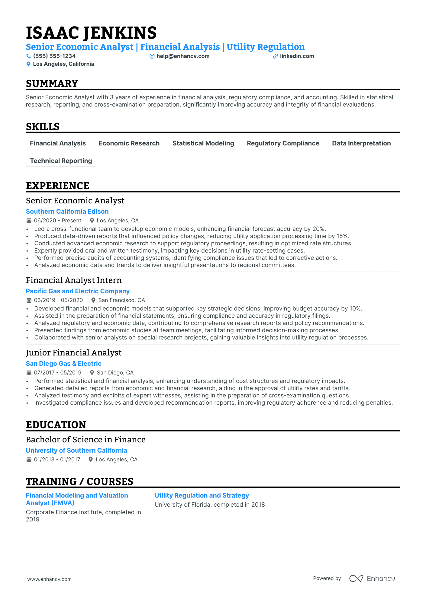 Senior Economic Analyst Resume Example Resume Example