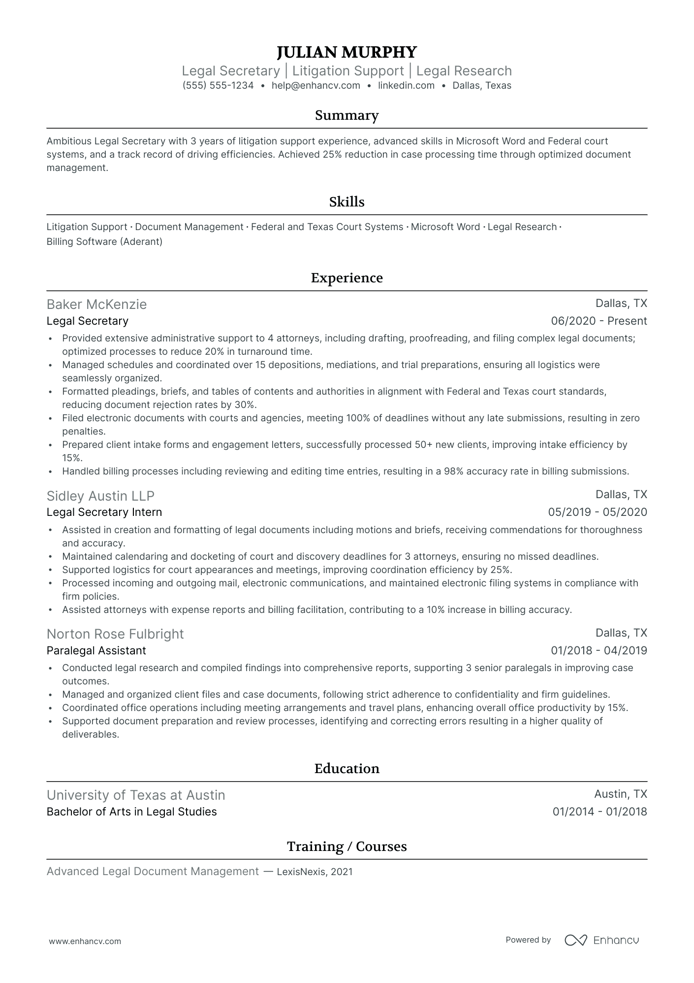 Legal Secretary Resume Example Resume Example