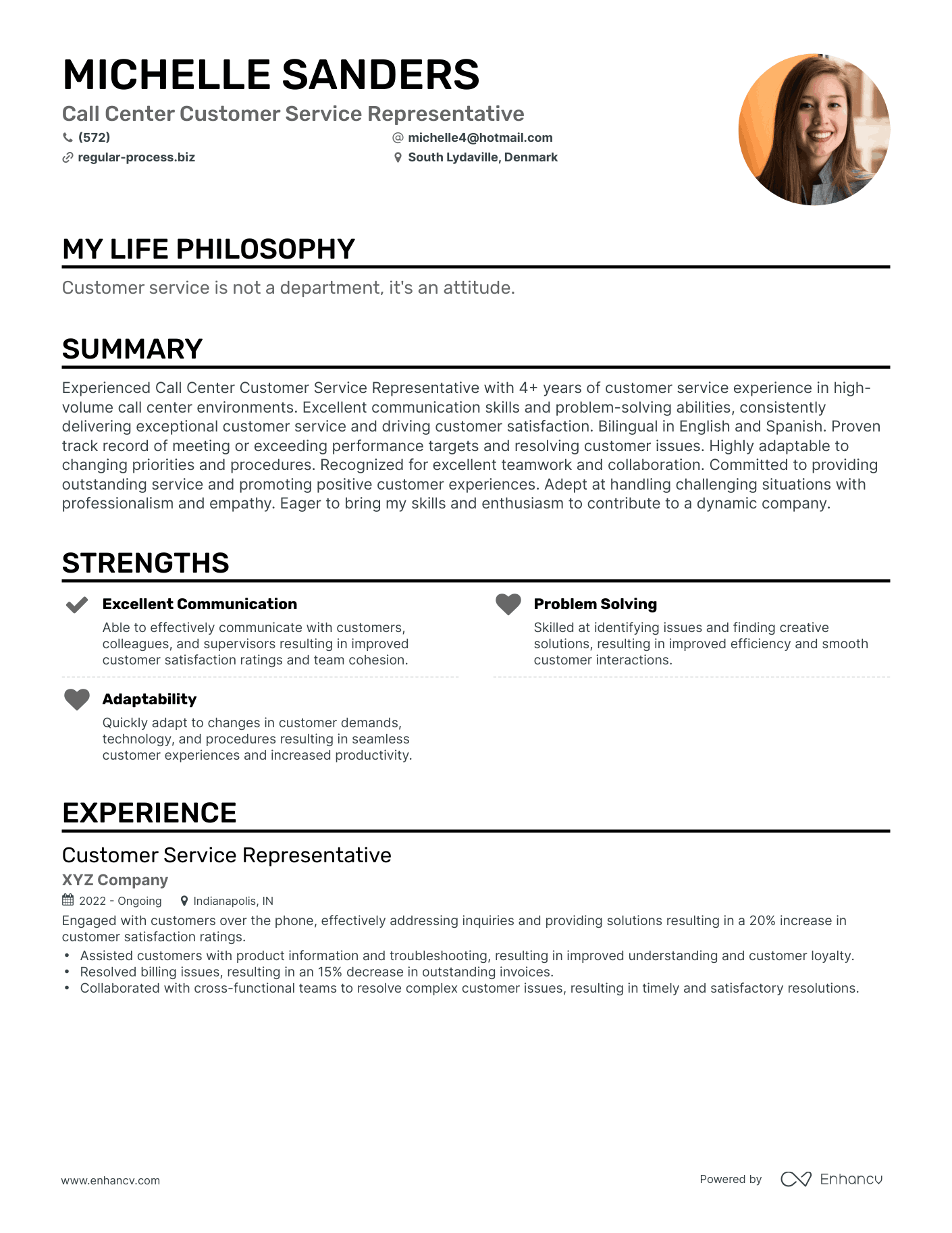 call center resume samples