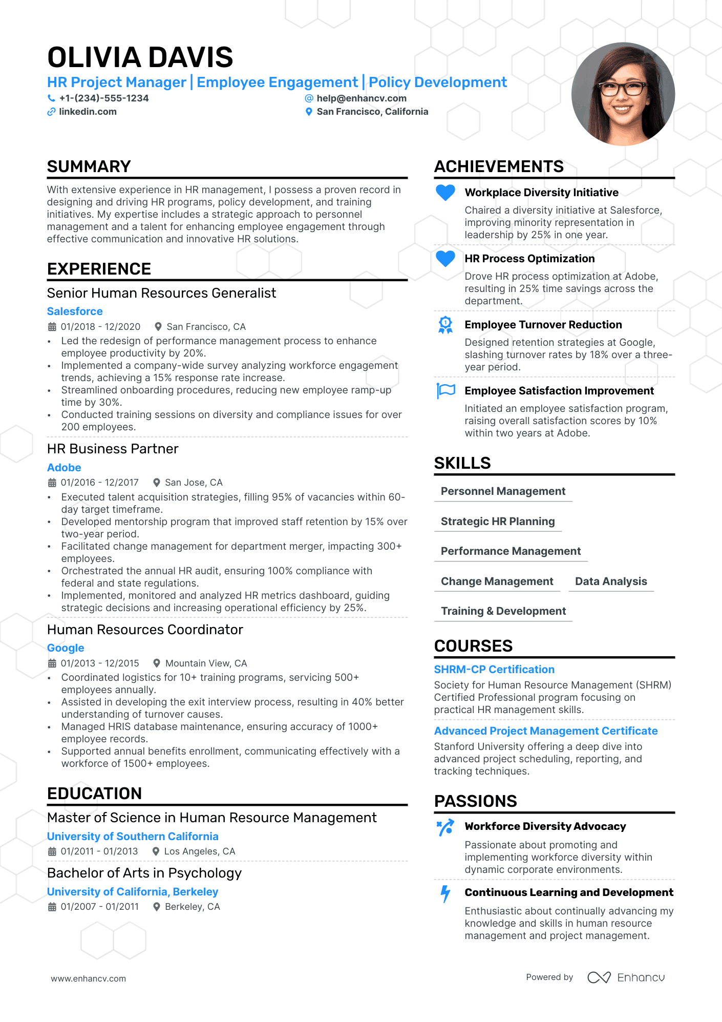 HR Project Manager resume example