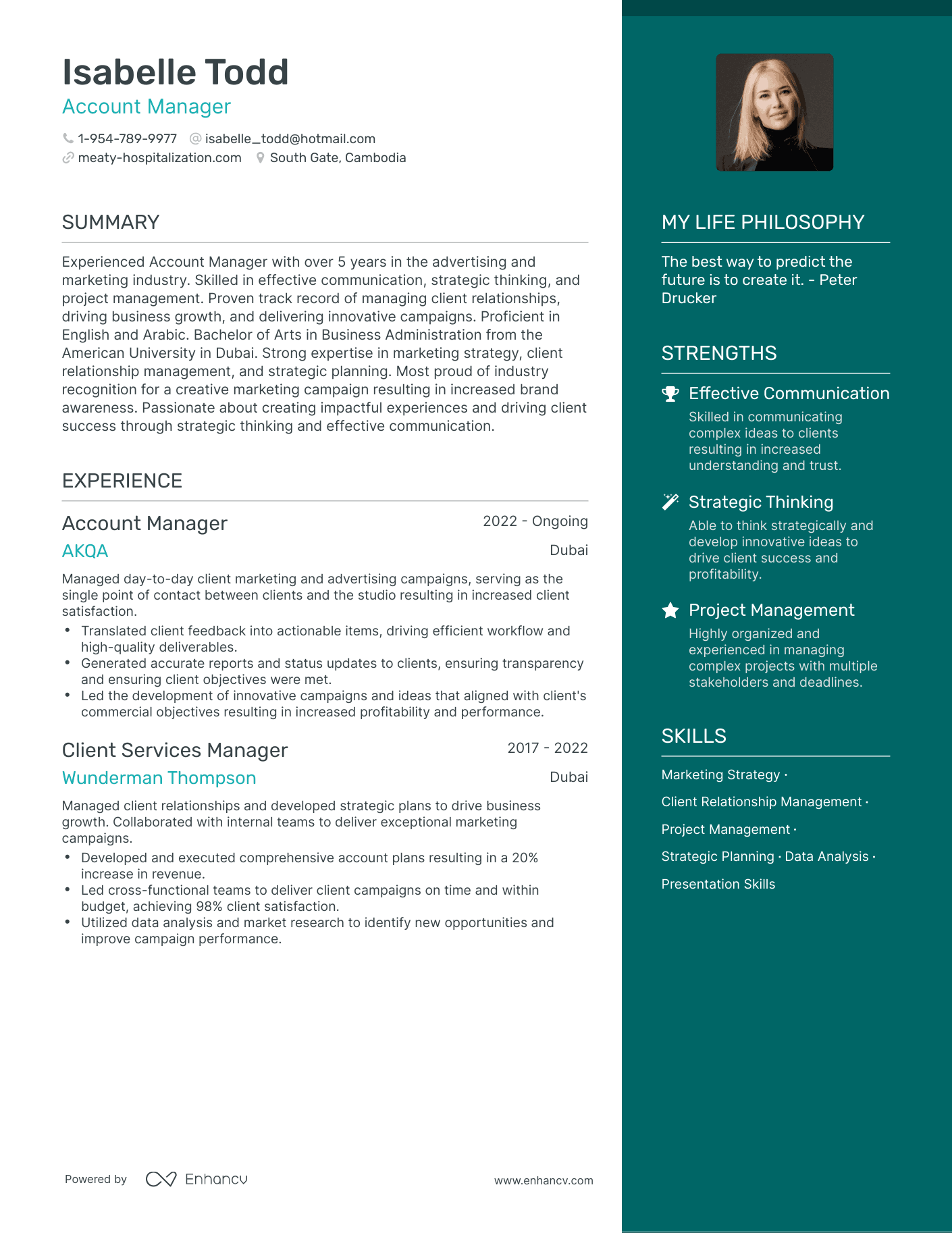 Account Manager resume example