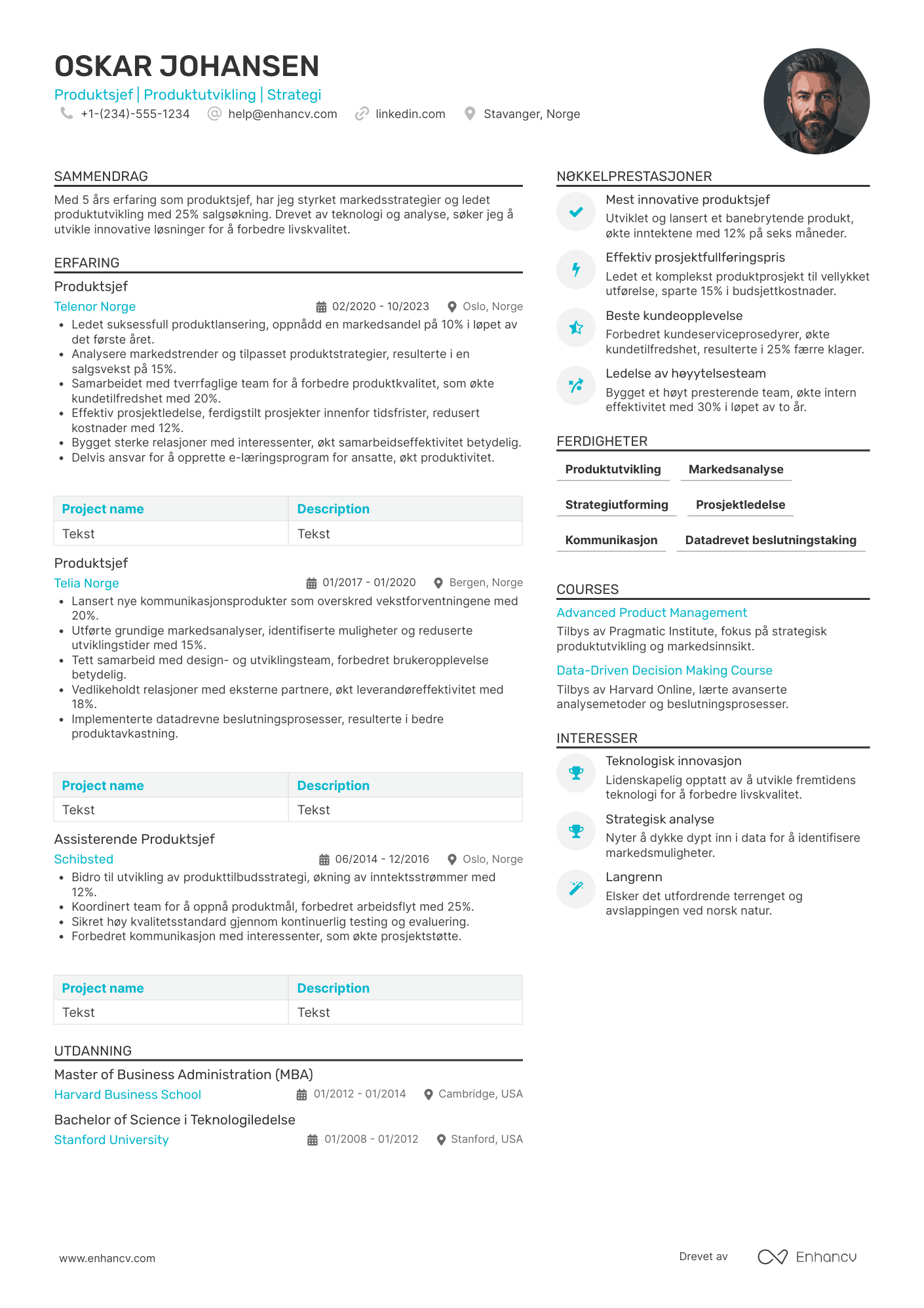 Produktsjef CV