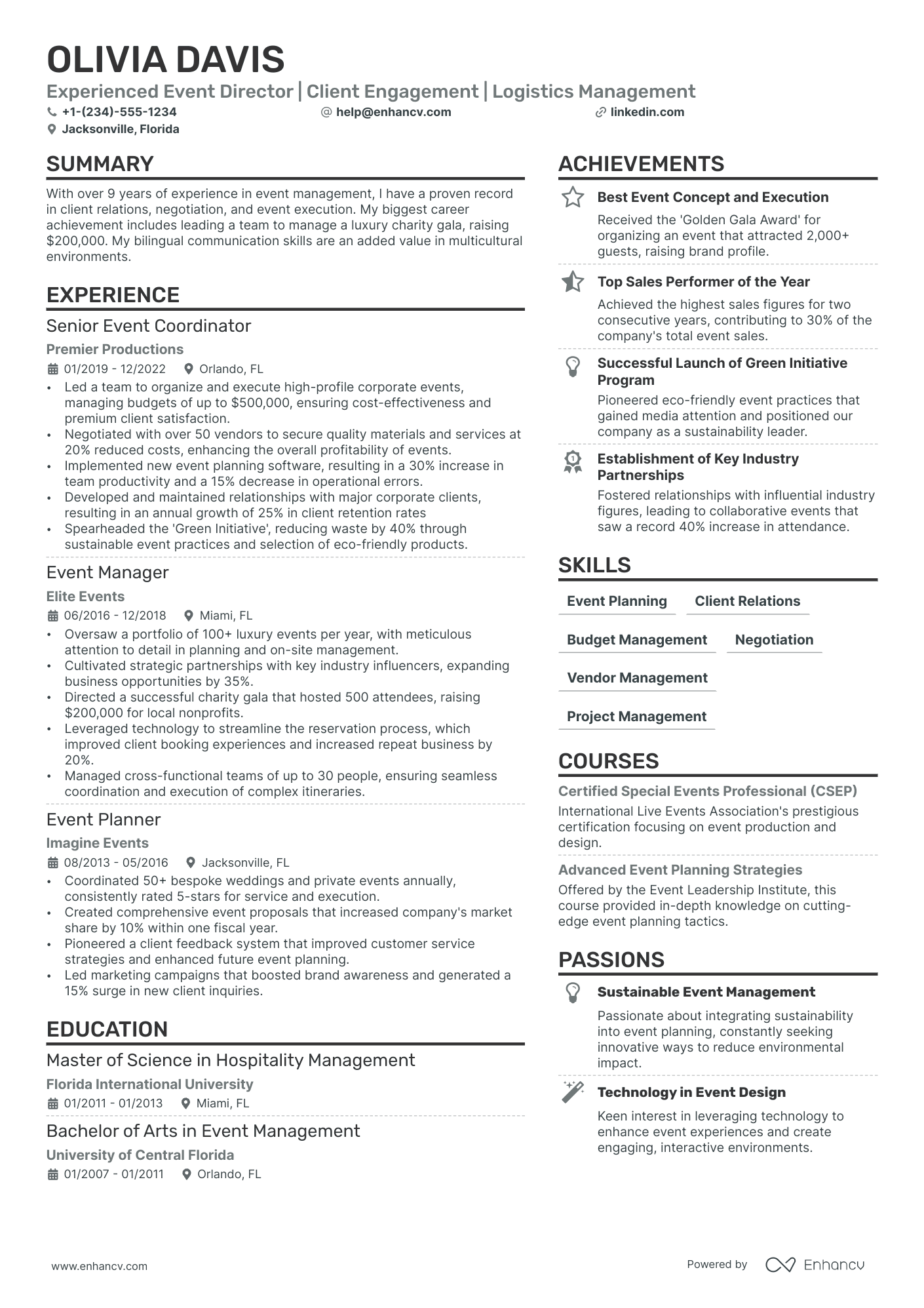 Event Director resume example