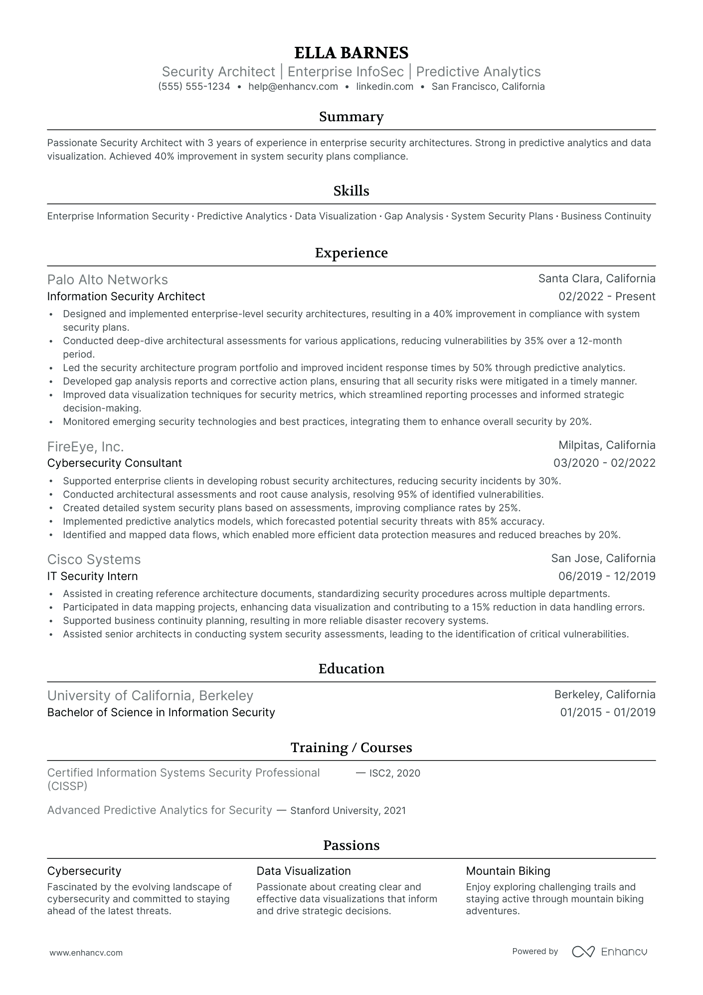 Security Architect resume example