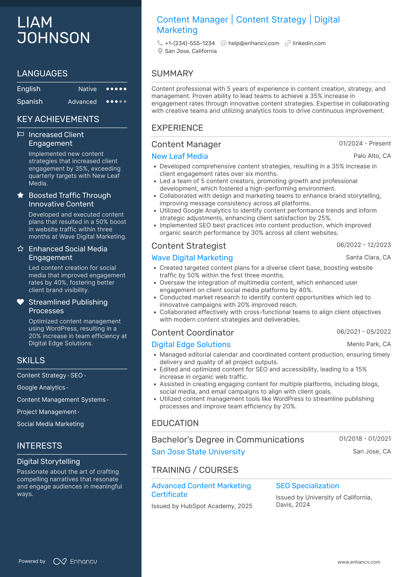 Content Manager resume example