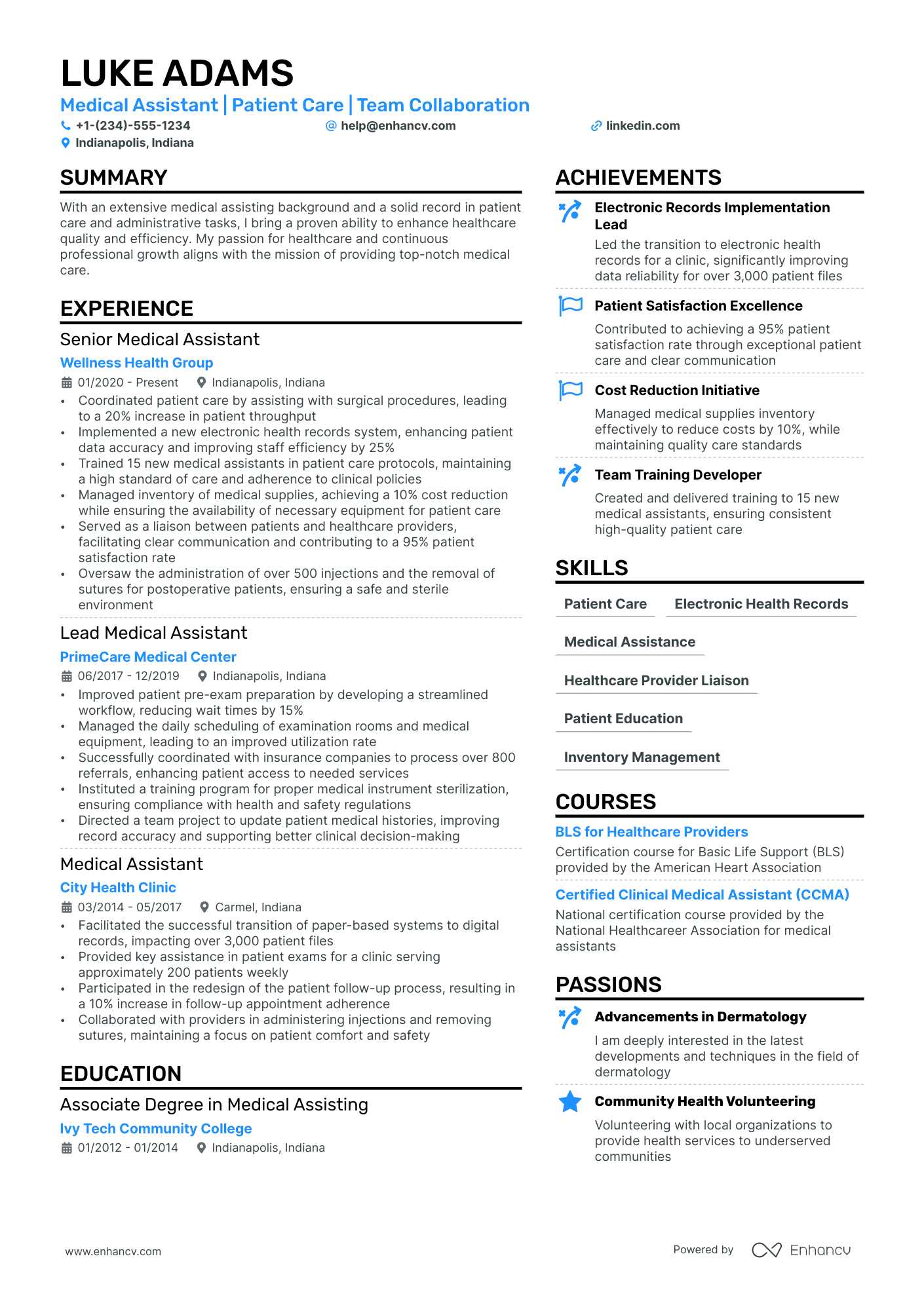 Dermatology Medical Assistant resume example