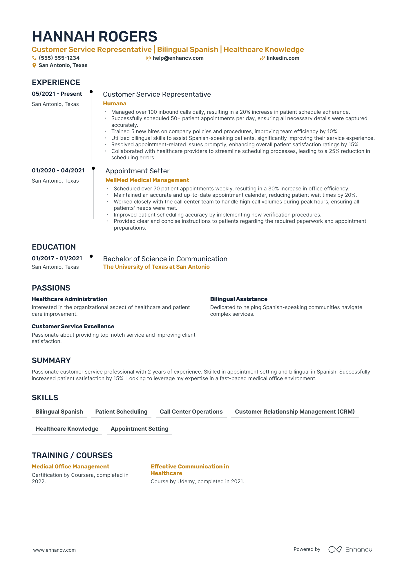 Bilingual Receptionist resume example