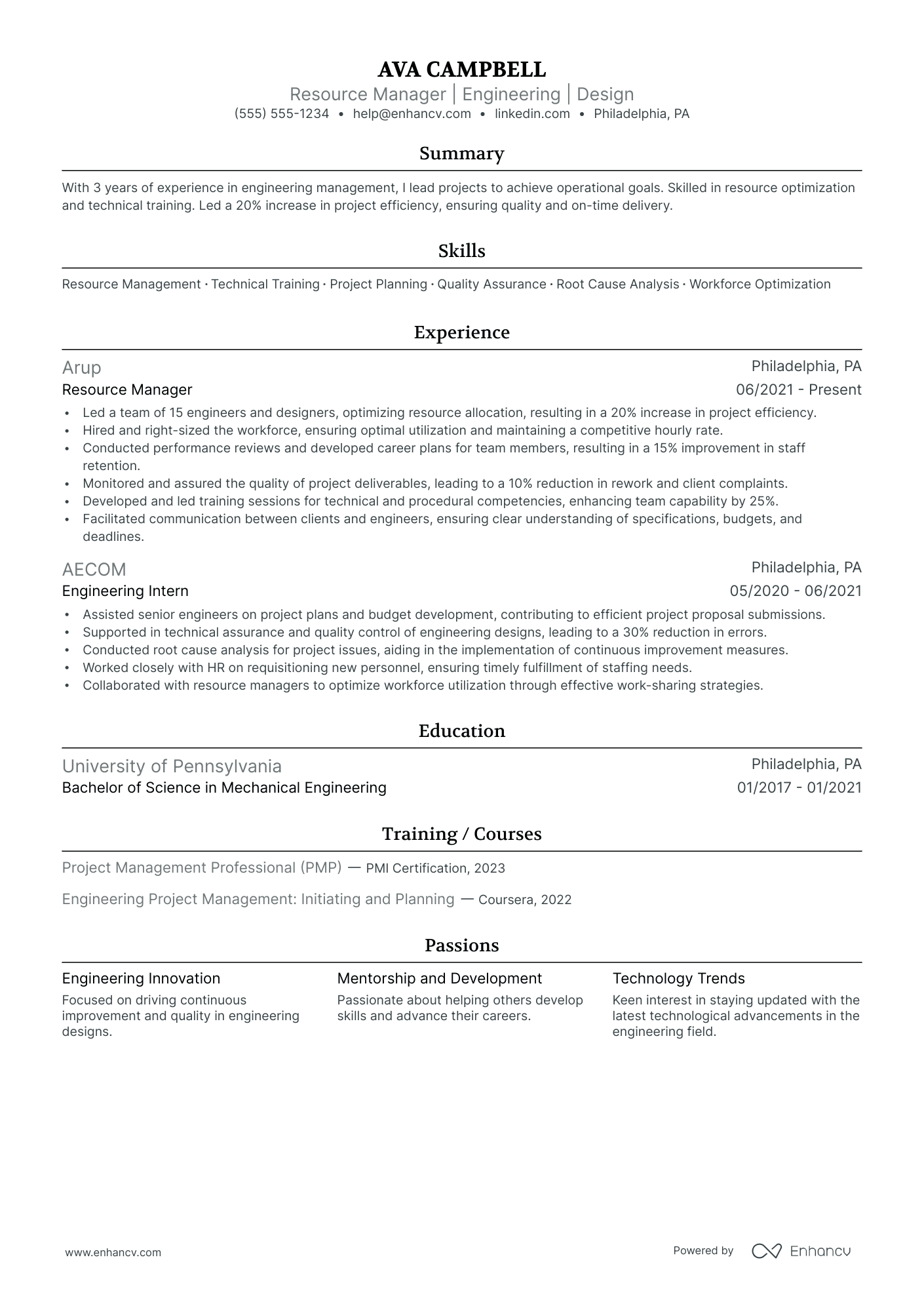 Electrical Engineering Manager resume example