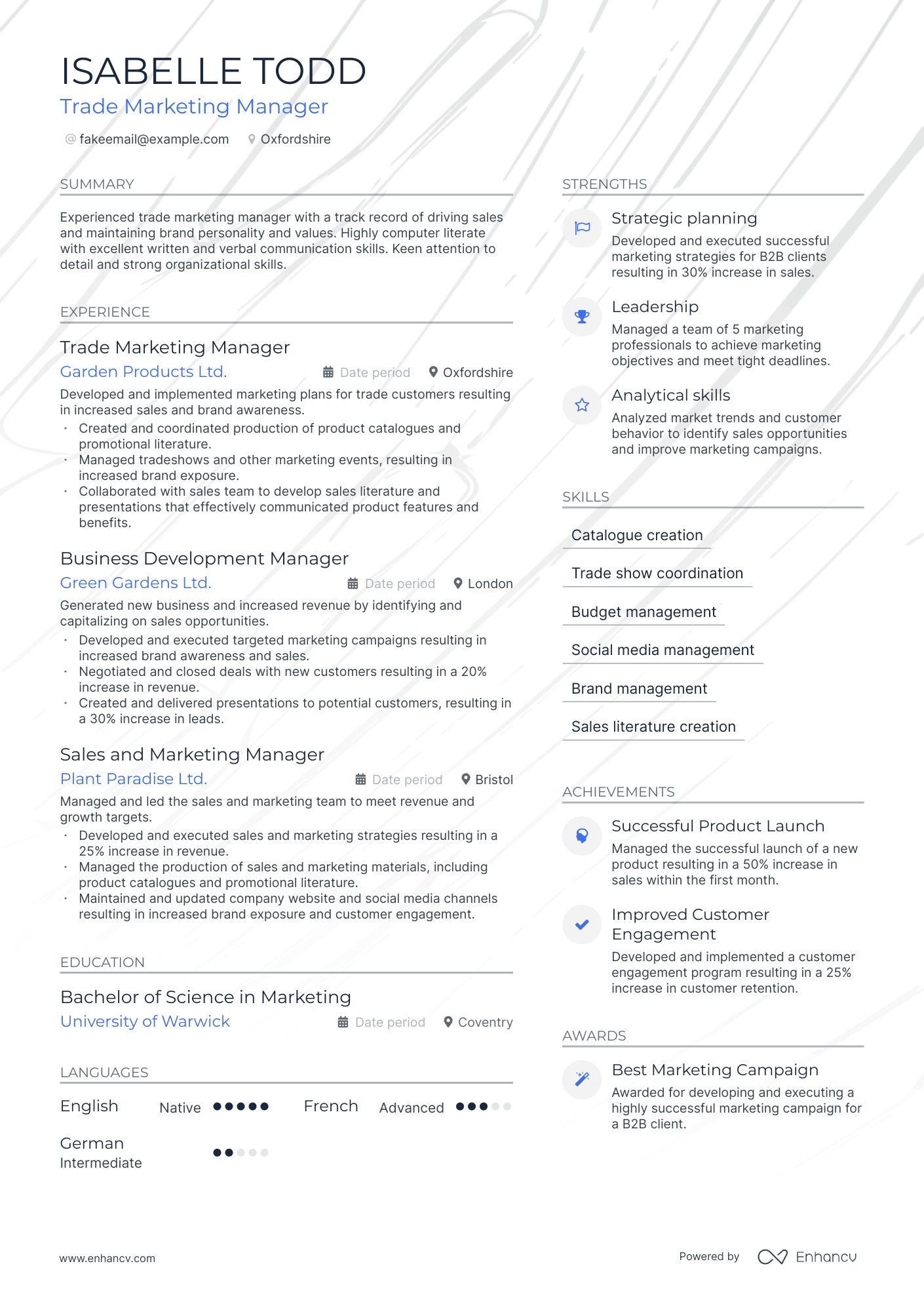 Trade Marketing Manager resume example