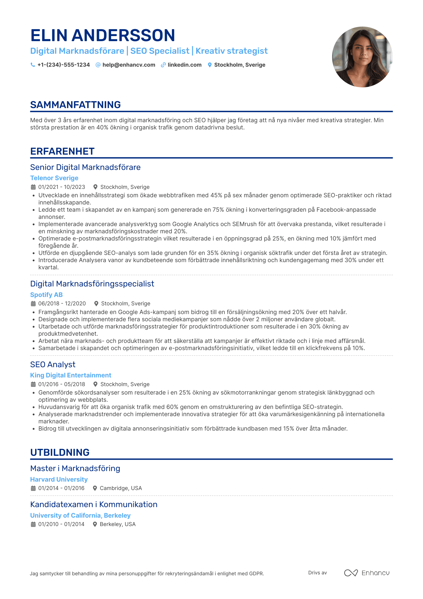 Digital Marknadsförare CV