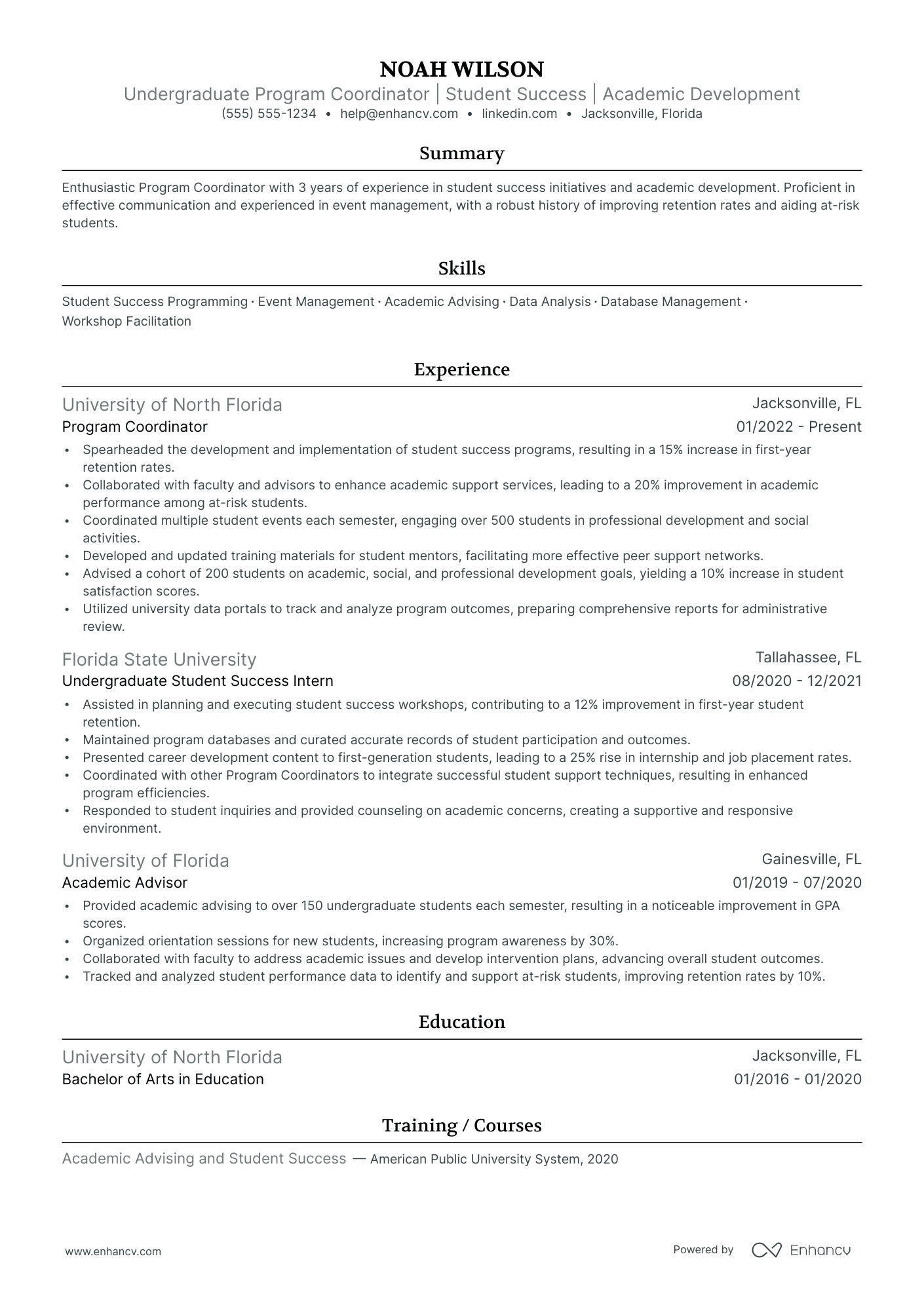 Program Coordinator resume example