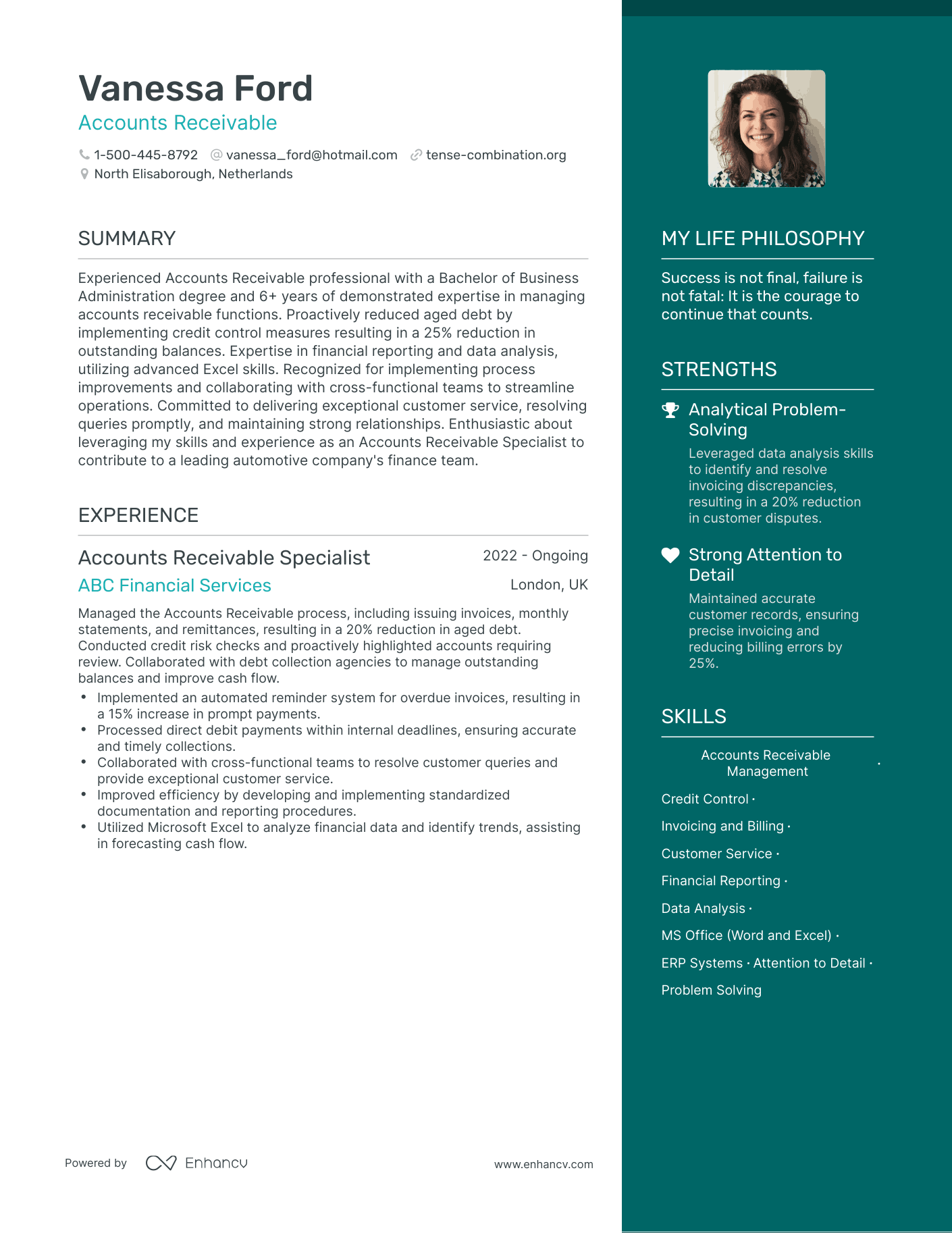Modern Accounts Receivable Resume Example