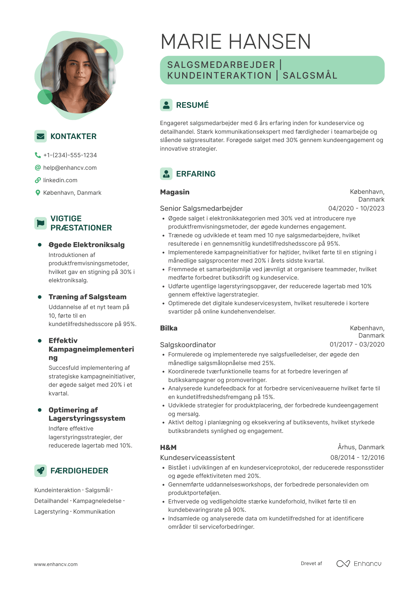 Salgsmedarbejder CV