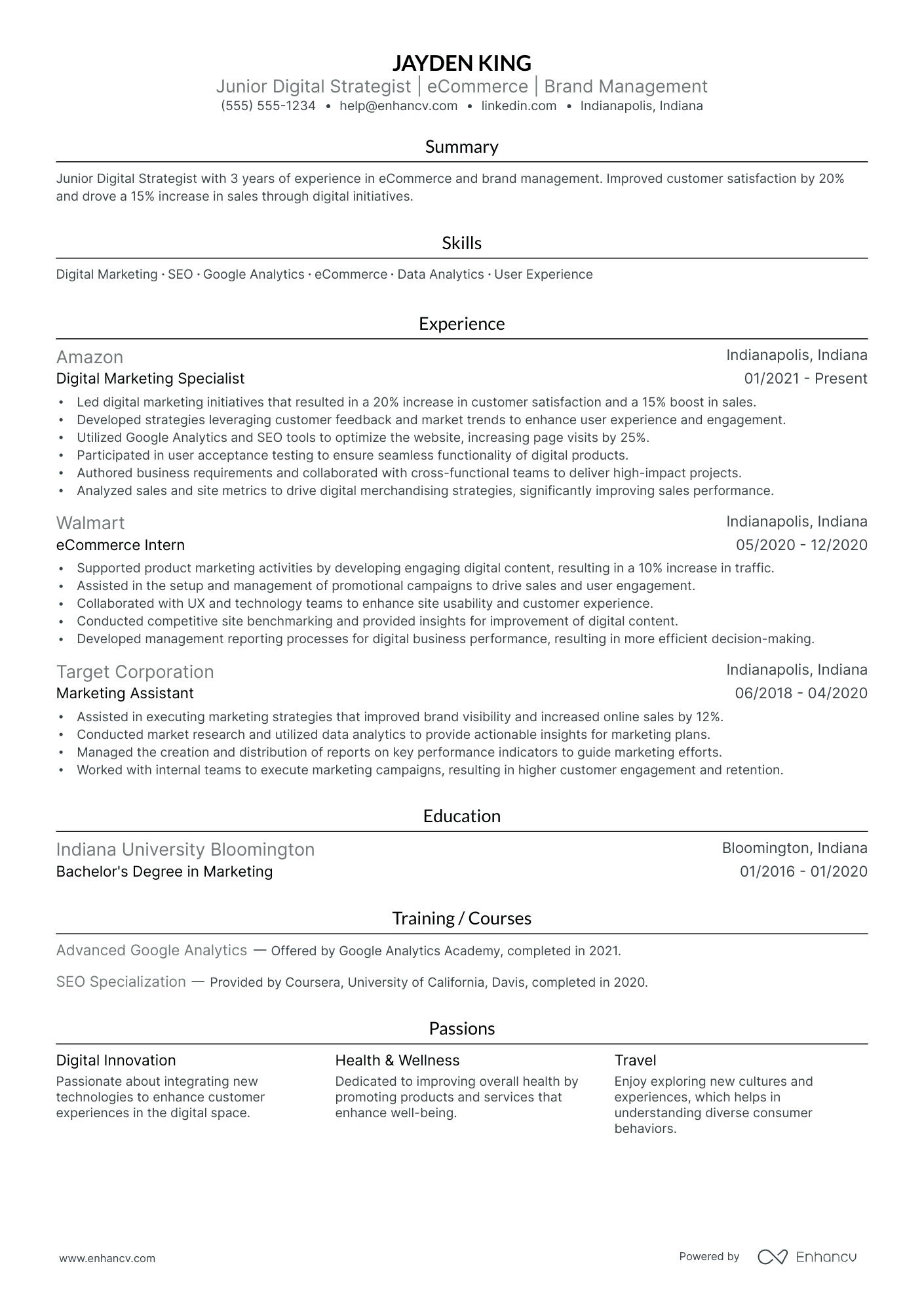 Ecommerce Product Manager resume example