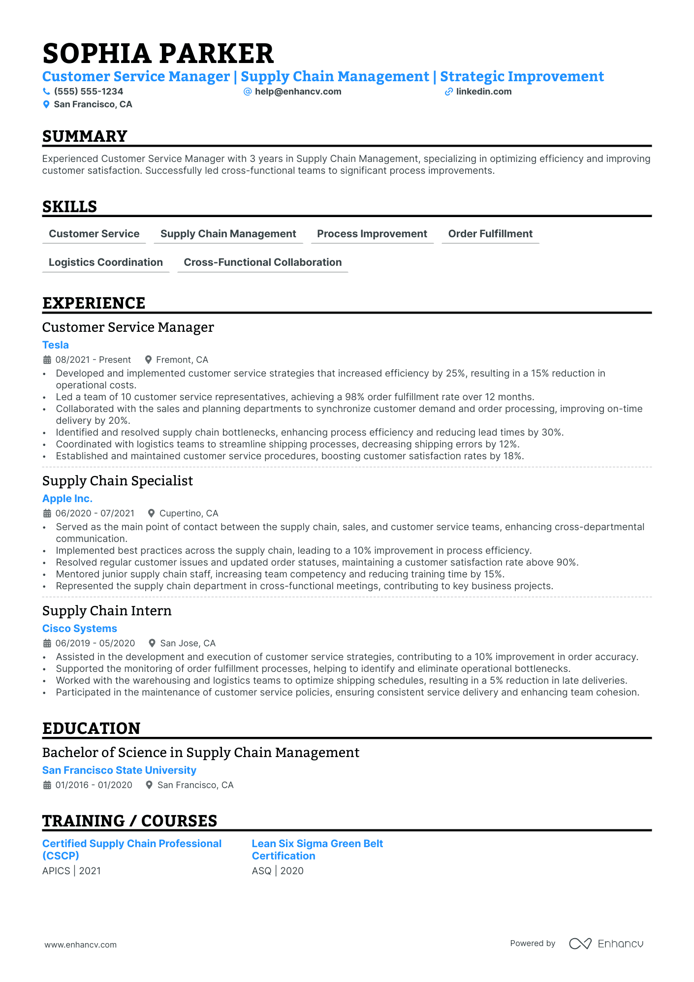 Supply Chain Manager - Logistics Resume Example Resume Example