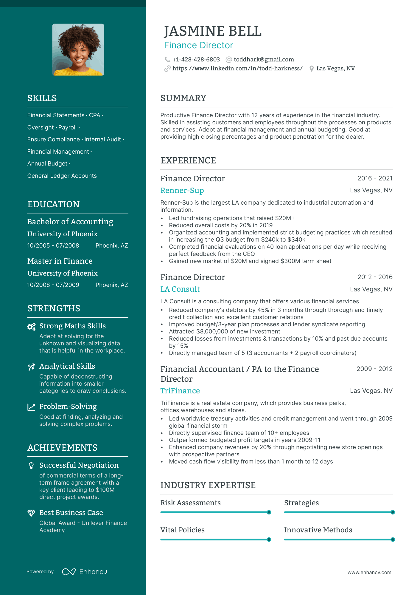 Finance Director resume example